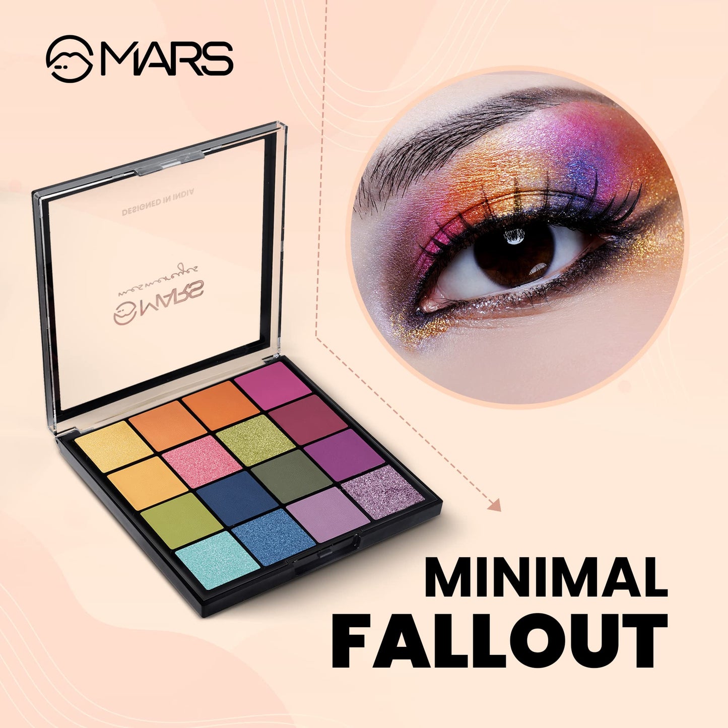 MARS Highly Pigmented Mesmereyes Smoky Eyes, 16-Color Eyeshadow Palette | Multicolor | Matte Finish | Shimmery Eye Shadow Palette | (20.8 G) (02-Multicolor)