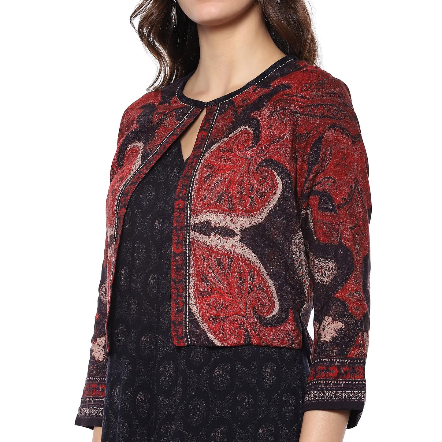 BIBA Women's Black Rayon Straight Kurta_34