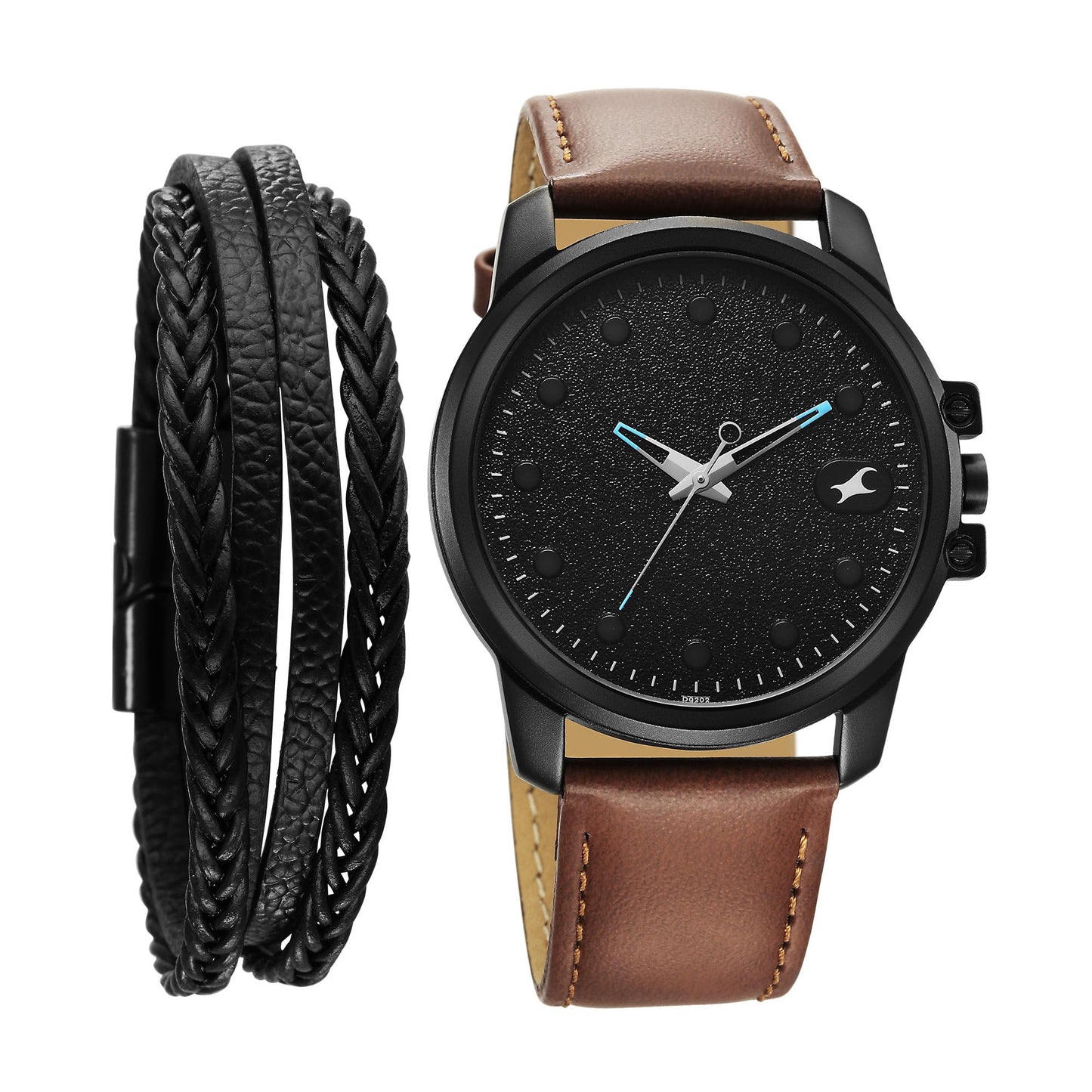 Fastrack Pulse II Quartz Analog Black Dial Leather Strap Watch for Men_3314NL01F