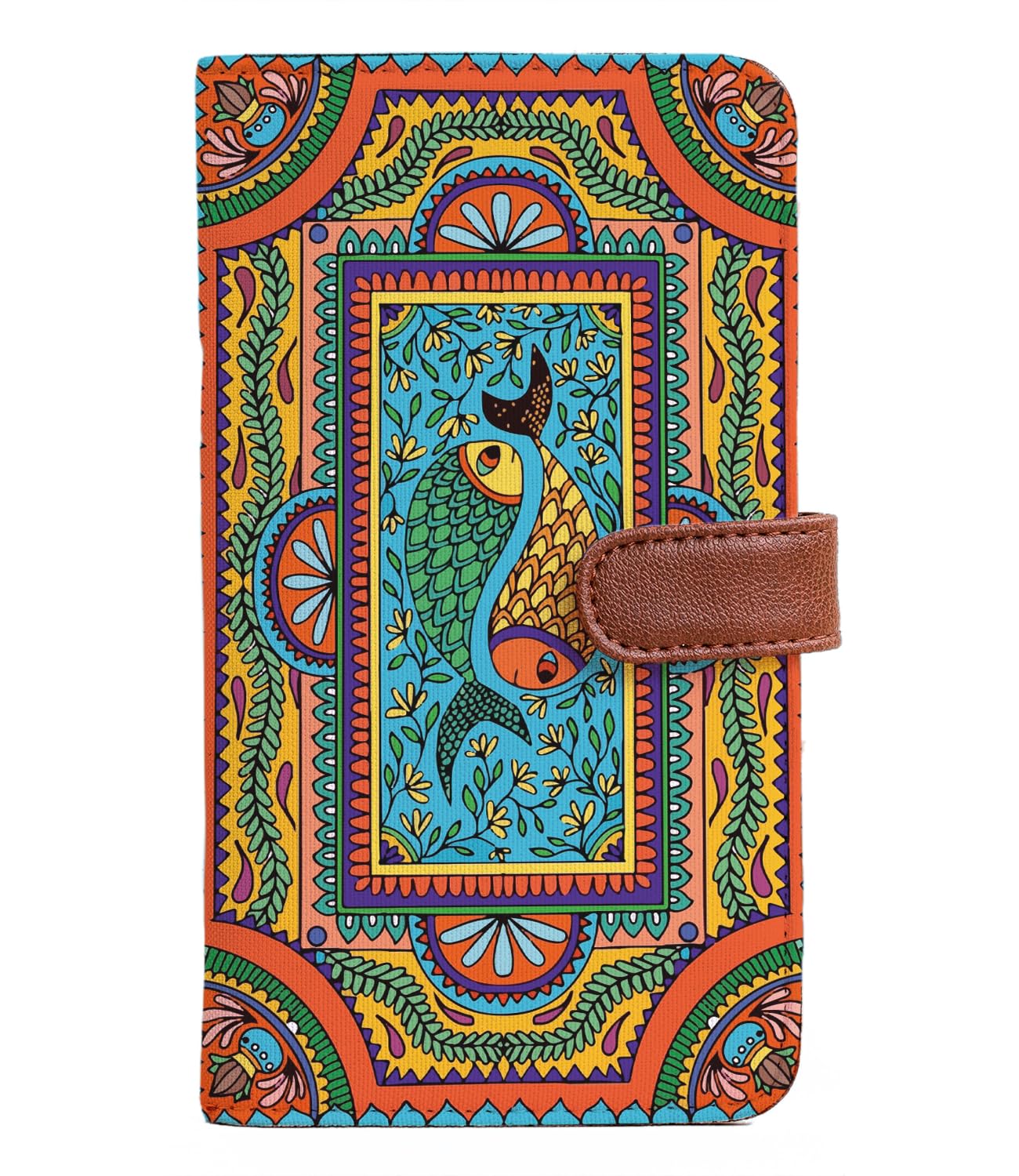 Kalankit Wallet for Woman | Vegan Leather Passport Wallet for Women | Bi-Fold Long Purse for Women Wallet, Birthday Gifts for Women, Passport Holder | Tradition in Motion (Modern Madhubani)
