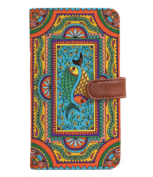 Kalankit Wallet for Woman | Vegan Leather Passport Wallet for Women | Bi-Fold Long Purse for Women Wallet, Birthday Gifts for Women, Passport Holder | Tradition in Motion (Modern Madhubani)