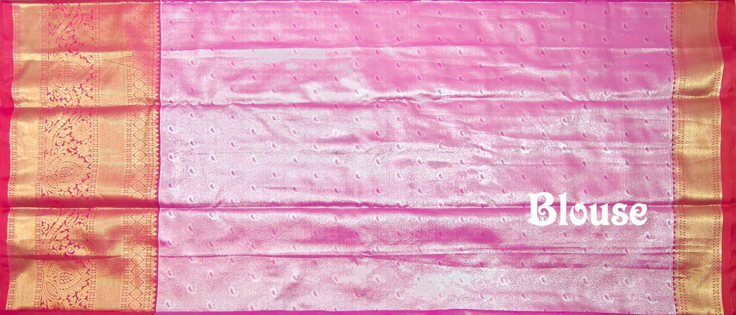 VFCollections Women's Kanchipuram Silk Pure Pattu Sarees With Blouse (VFC488-1)