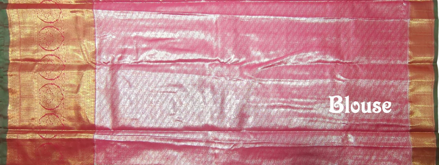 VFCollections Women's Kanchipuram Silk Pure Pattu Sarees With Blouse (VFC508-1)