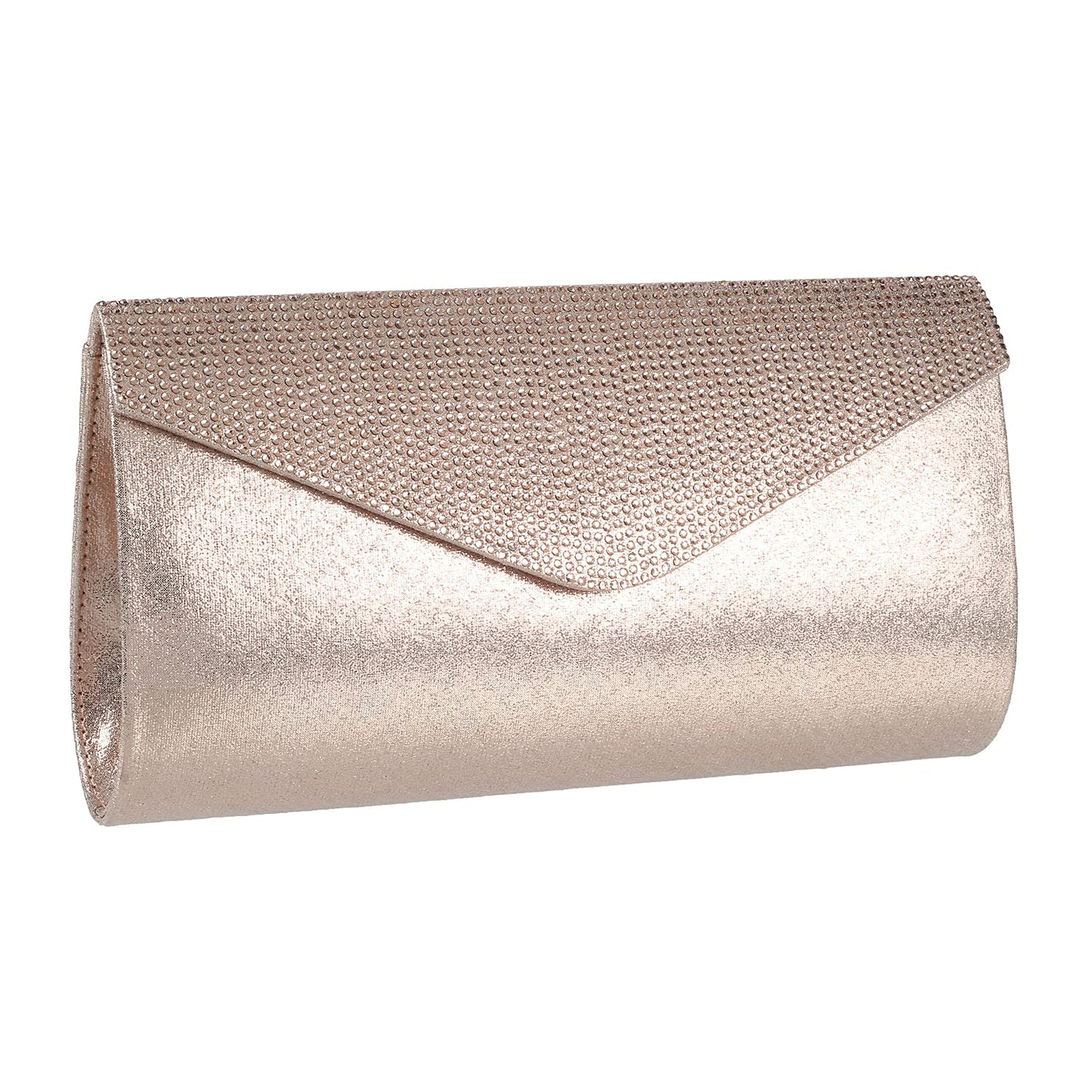 Mochi Rose Gold Faux Leather Secure Magnet Snap Party Clutch For Women