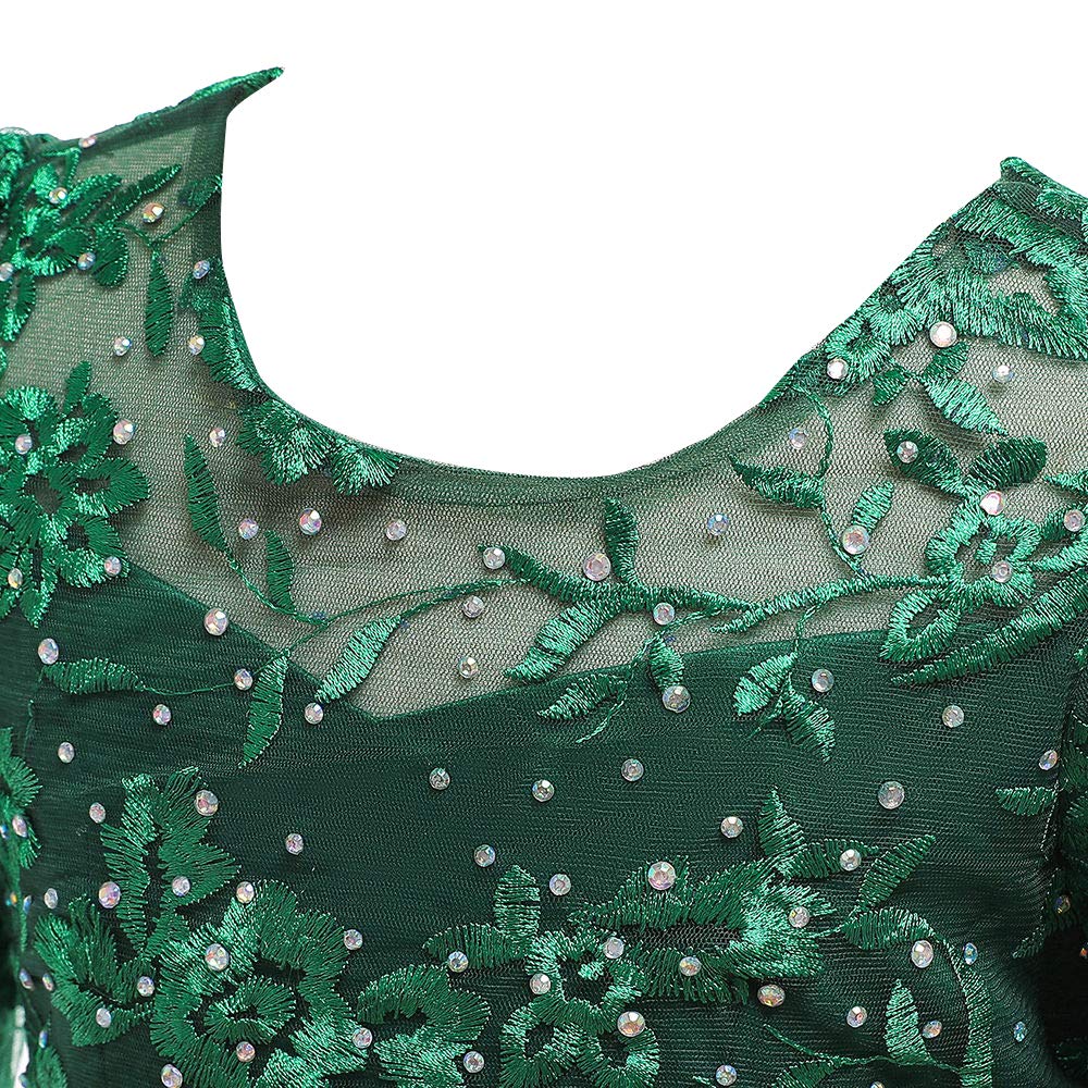 Hopscotch Girls Floor Length Gowns In Green Color For Ages (9-10 Years)