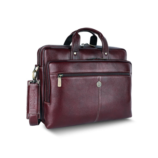 HAMMONDS FLYCATCHER Genuine Leather Office Bag for Men, Stylish 15.6 Inch Laptop Bag for Men, Multi Compartments, Adjustable Strap - 1 Year Warranty - Ideal for Office, Travel, Daily Use - Brown