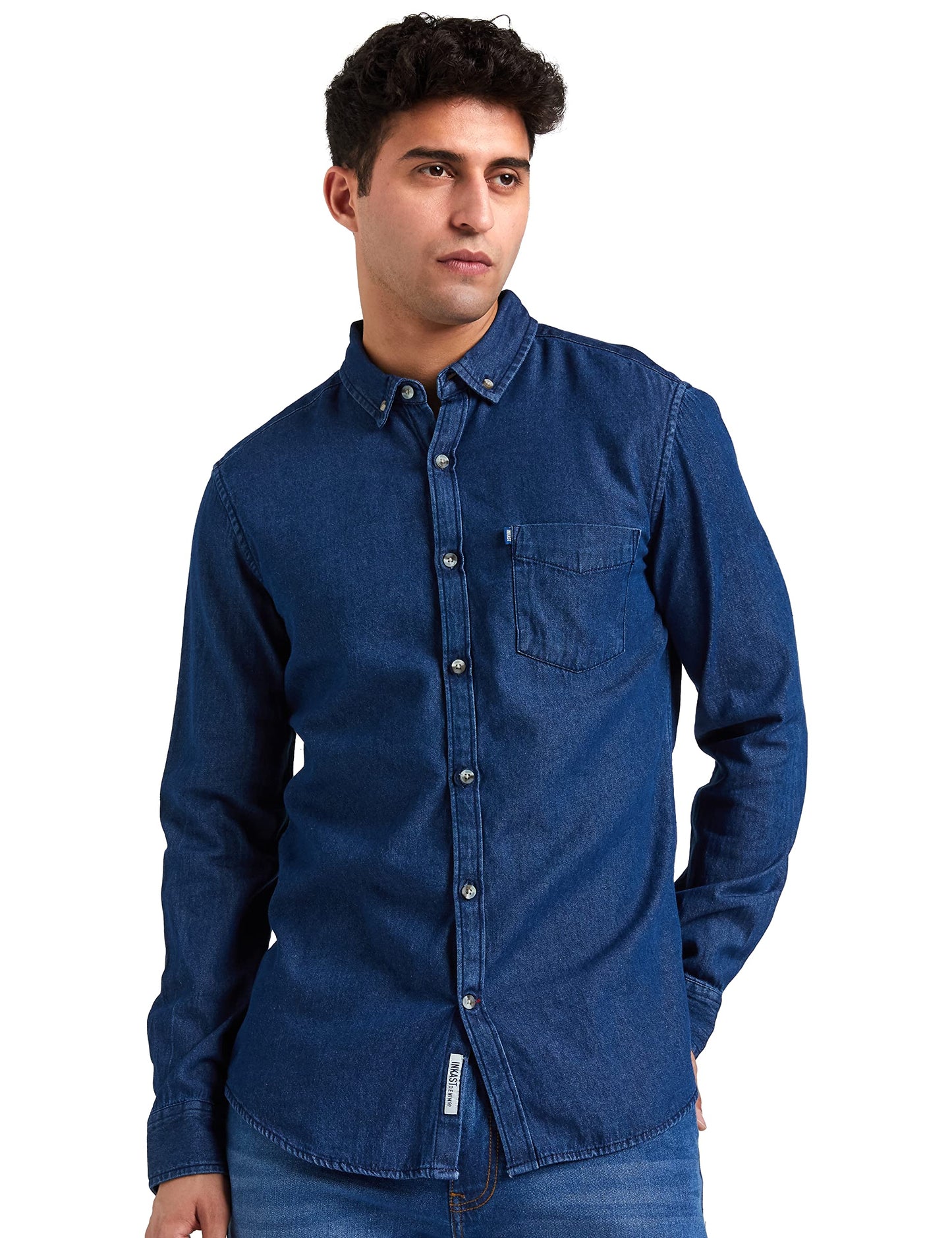 Amazon Brand - INKAST Men's Cotton Solid Slim Casual Shirt (In-S-06B_Medium Blue_X-Large Xl)