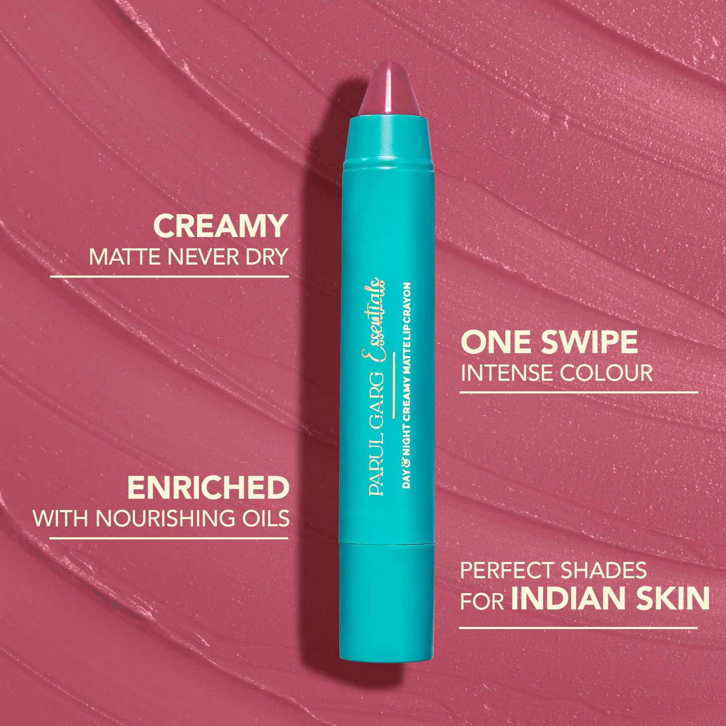 Parul Garg Beauty Creamy Matte Lip Crayon | Soft Matte & Hydrating Formula with Almond Oil & Vitamin E | Rich Pigment & Comfortable Wear | 100% Vegan (Iconic)