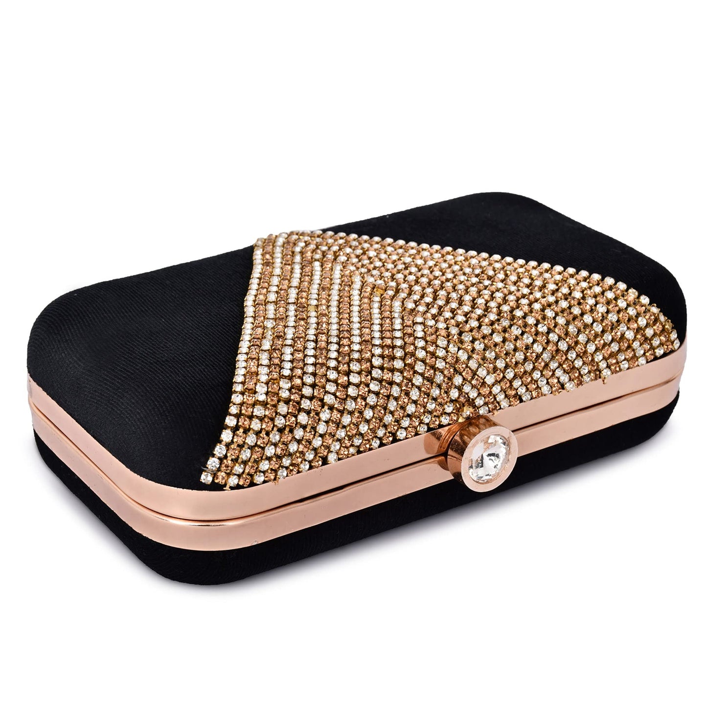 For The Beautiful You Black Embroidered Women's Clutch (410)