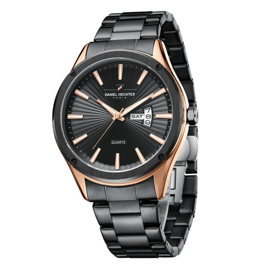 Daniel Hechter Paris Bastille Collection Analog Watch for Men with Round Dial, Stainless Steel Strap and Date Function-DHM1014