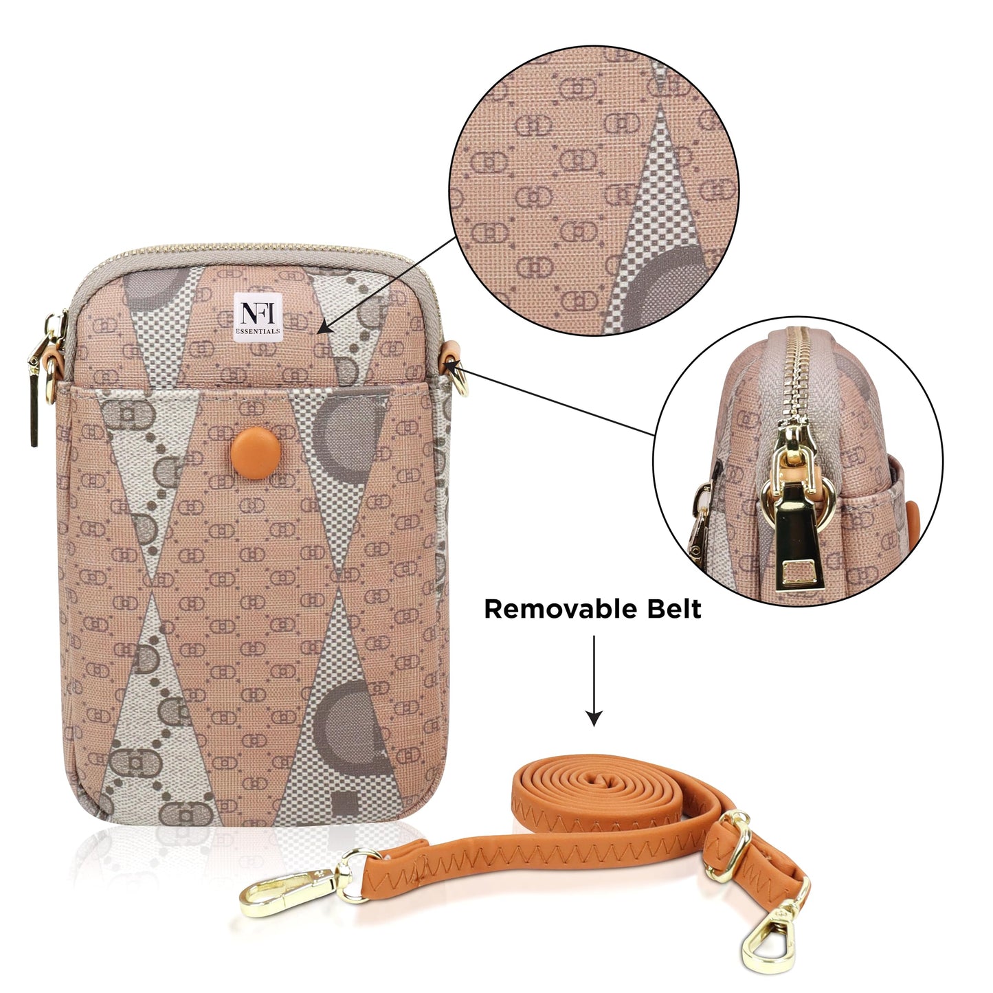 NFI essentials Womens Mobile Cell Phone Holder Bag, Small Crossbody Wallet, Pocket Wallet, Hand Purse, Clutch Mobile Sling Bag, Phone Pouch for Girls