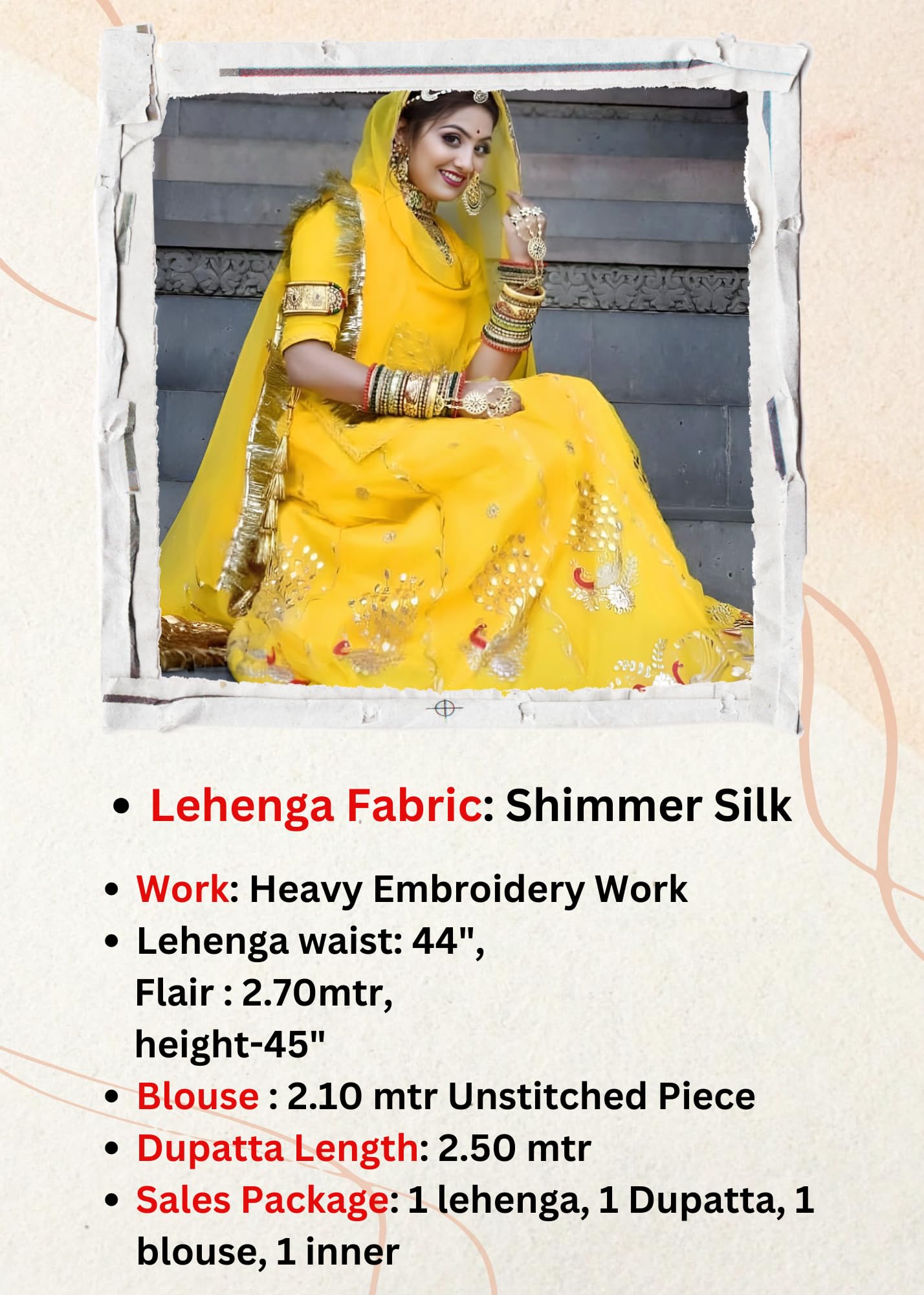 SHYAMLATA Fancy Heavy Embroidery Work Shimmer Silk Semi-stitched Traditional Lehenga choli For Women (Yellow E)