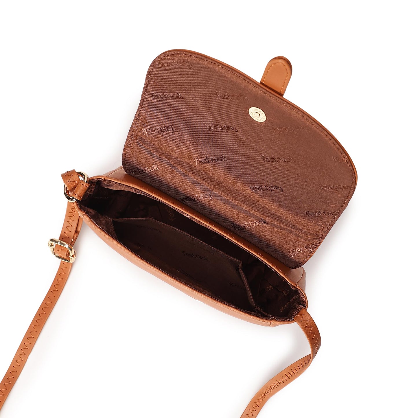 Fastrack Solid Sling Bag For Women, Girls and Ladies| with Non-Detachable Sling Strap | Durable PU Construction, Tan