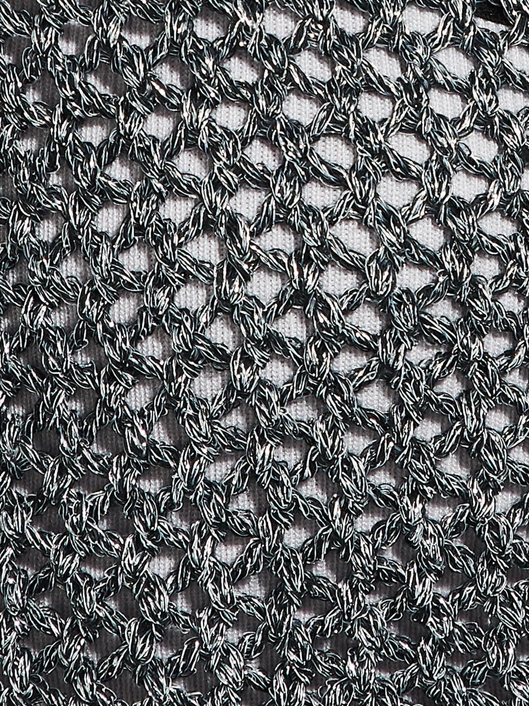 Max URB_N Women Open Knit Crop Sweater (Grey_XL)