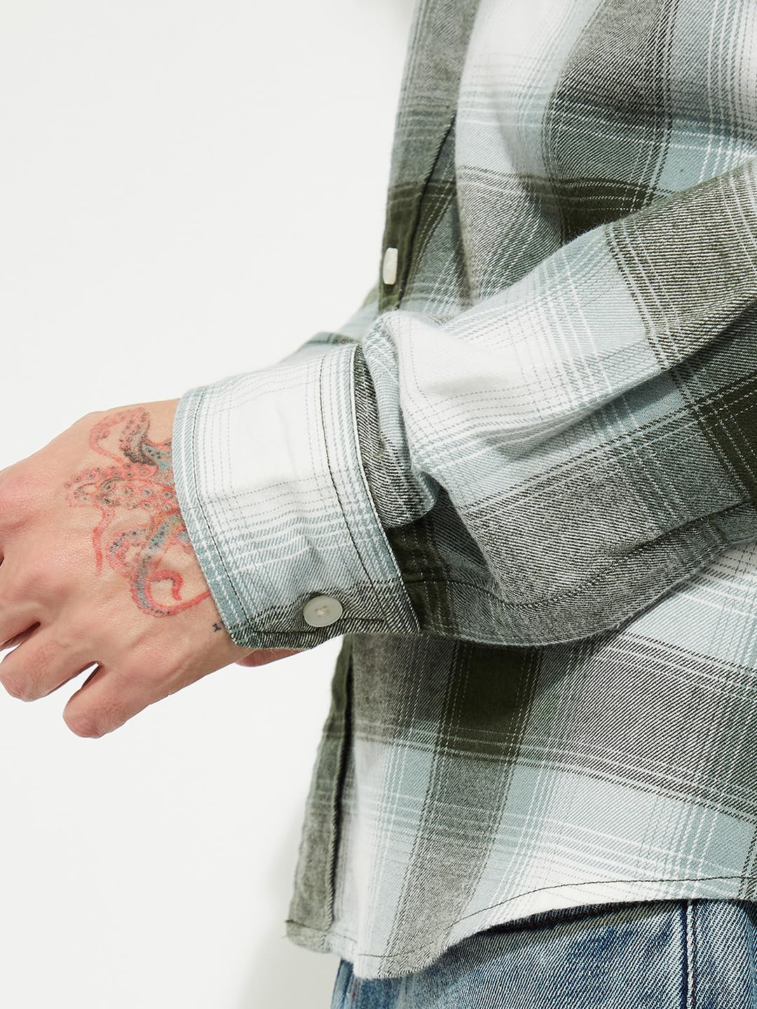 Max URB_N Men Checked Regular Fit Shirt(Green_L)