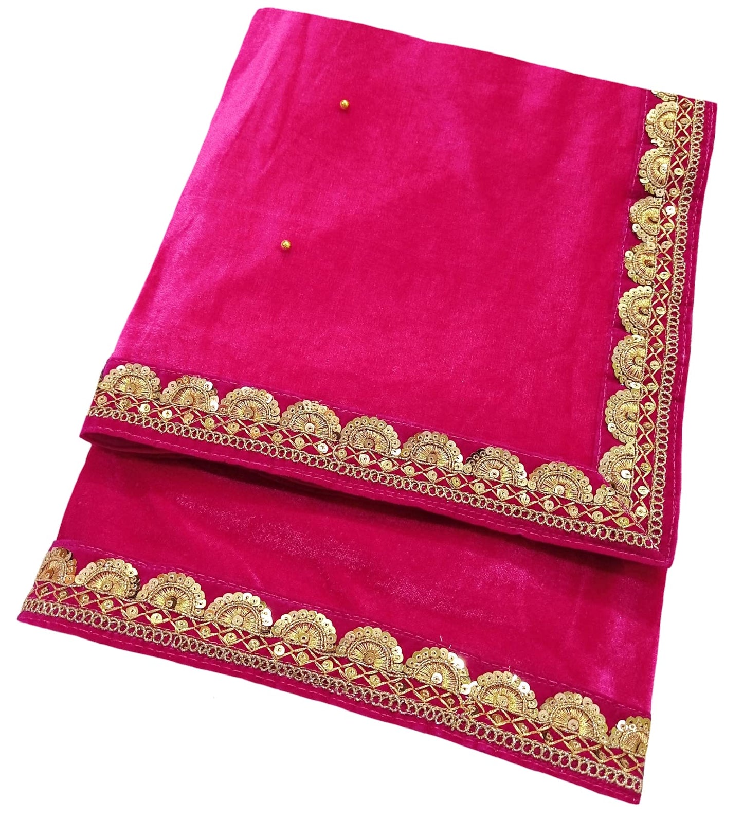 Navti Creations Women's Pink Stole Dupatta In Velvet With Semi Circle Design Border (length -2.25m, Width-75cm)