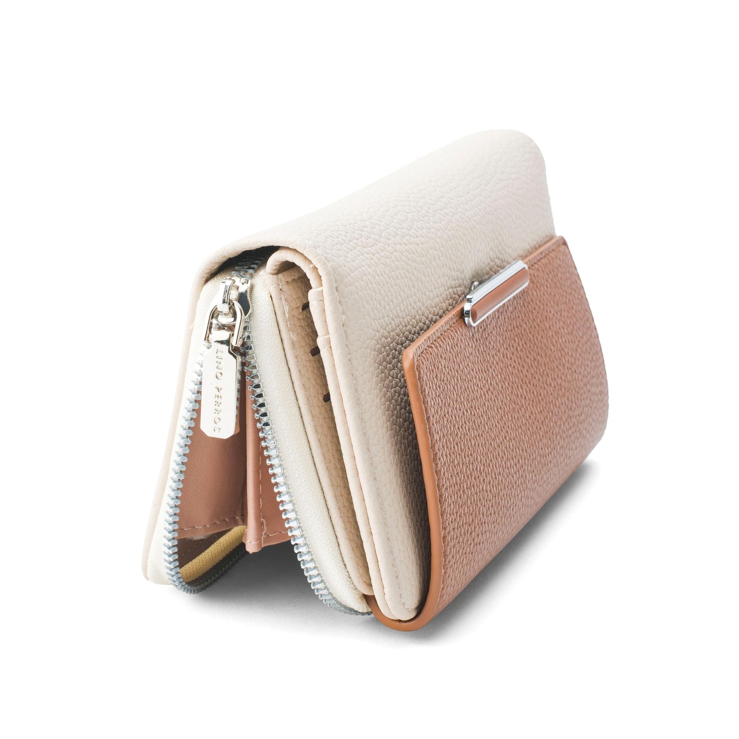 Lino Perros Womens Faux Leather Avril Dual Tone Daily Tan Wallet