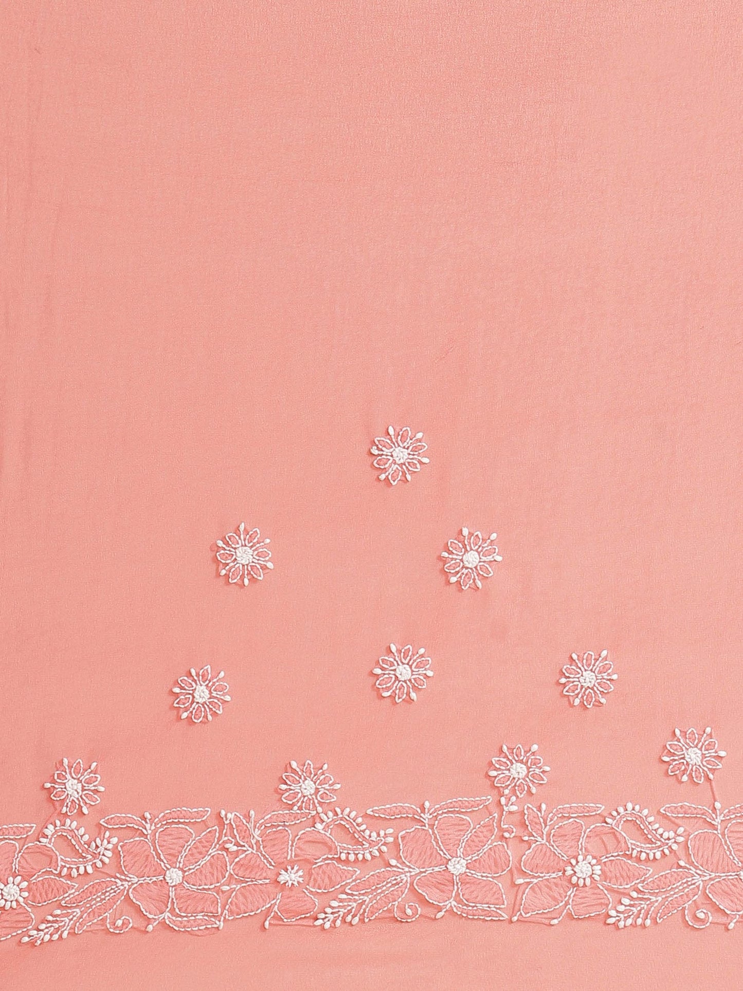 Ada Hand Embroidered Lucknowi Chikankari Work Women's Georgette Saree with Blouse Piece A204916 Carrot Pink
