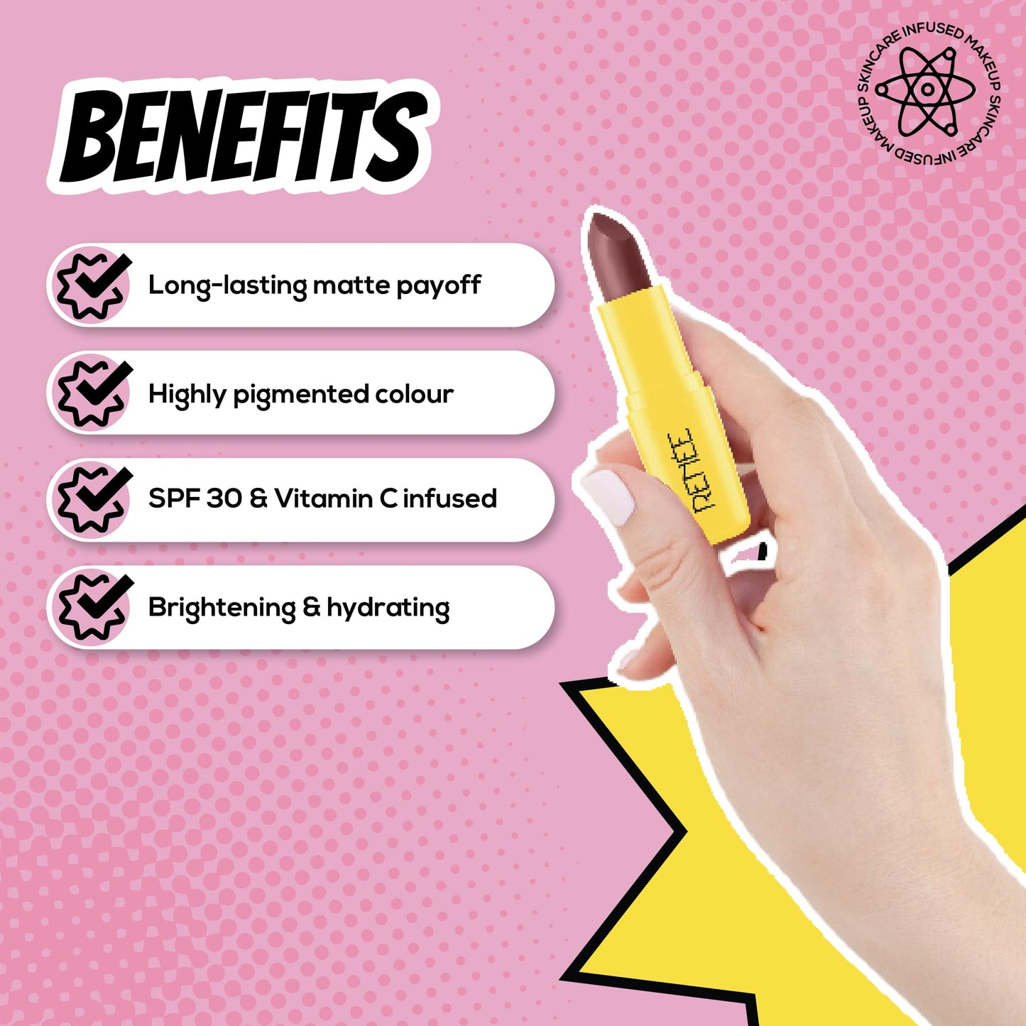 RENEE Everyday Matte Lipstick - Coffee, Lightweight, Intense Color Payoff with Creamy Matte Finish, Enriched with Vitamin C, Hyaluronic acid & SPF 30, Skincare Infused Makeup, 3 Gm