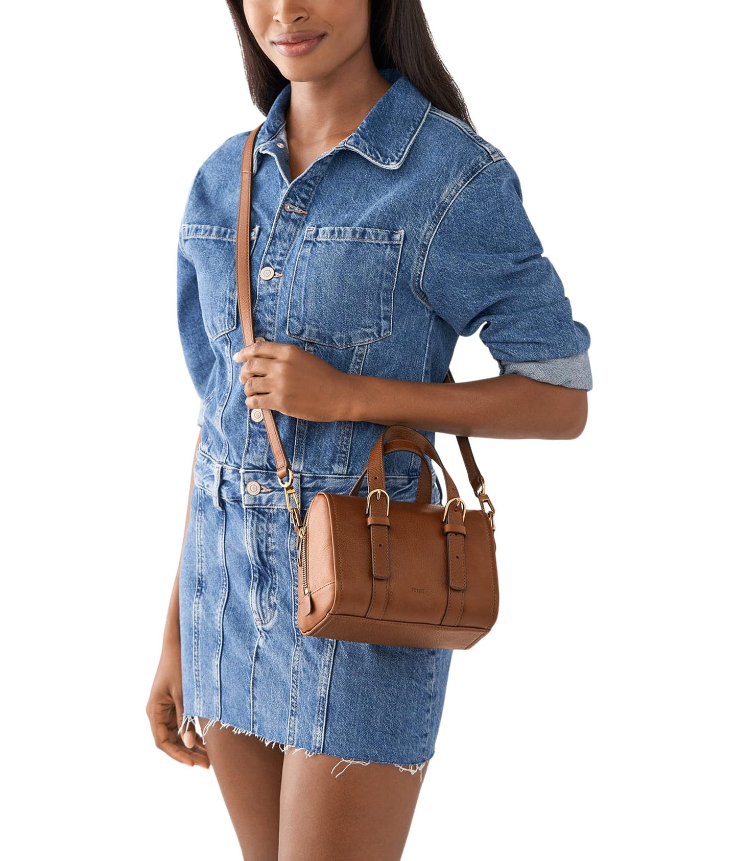 Fossil Womens Carlie Brown Satchel Bag Zb1856200