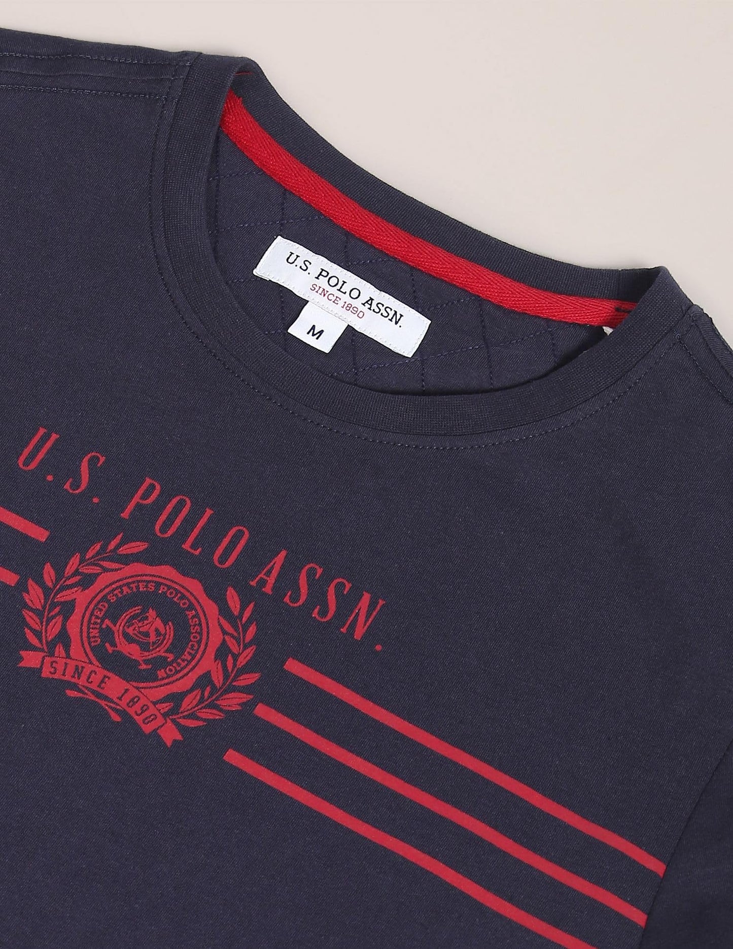 U.S. POLO ASSN. Men's Crew Neck Brand Print Cotton T-Shirt (USTSHS1368_Blue_L)