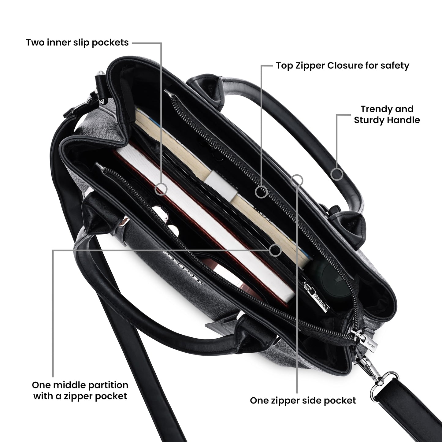 Fastrack Switch-It-Up Satchel | Faux-Leather Women's Handbags | Comes with a Key-Leash| Ladies Purse Handbag | Satchel for Casual Carry