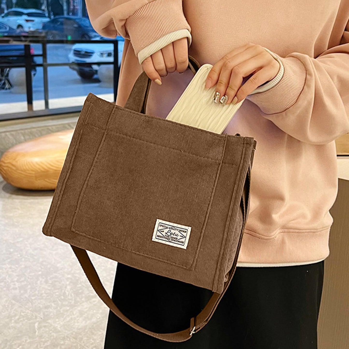 Kraptick Canvas Tote Bags – Stylish Shoulder Tote Bag Everyday Use For Women Reusable Compact Tote Bag Perfect as a Grocery, Shopping Bags for Grocery (Plain Brown)