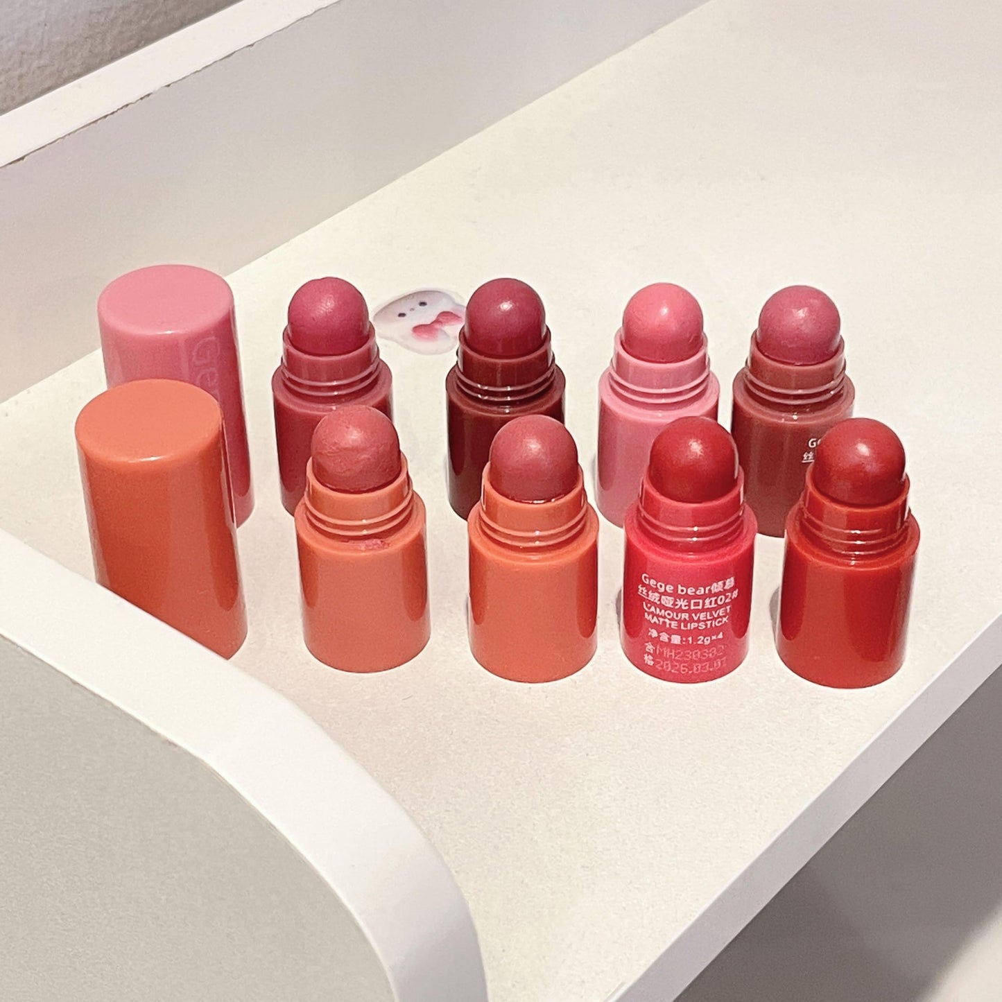 GEGE BEAR L'Amour 4-in-1 Velvet Matte Lipstick Crayon – Compact Design, Vibrant Shades, Long-Lasting & Smooth Application (SET 01, PACK OF 1)