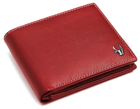 WildHorn Men Leather RFID Protected Wallet, Red