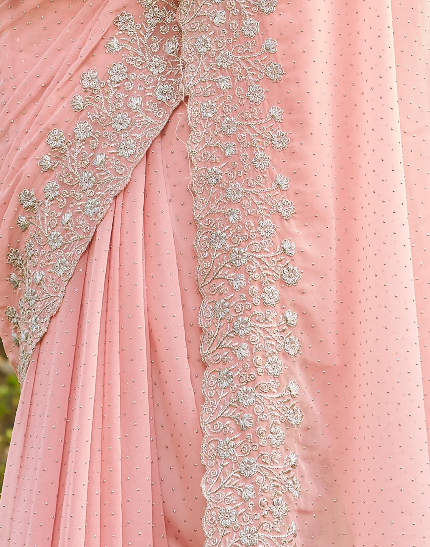 SIRIL Women's Georgette Embroidery Zari Work Saree With Unstitched Blouse Piece (3647S349_Baby Pink)
