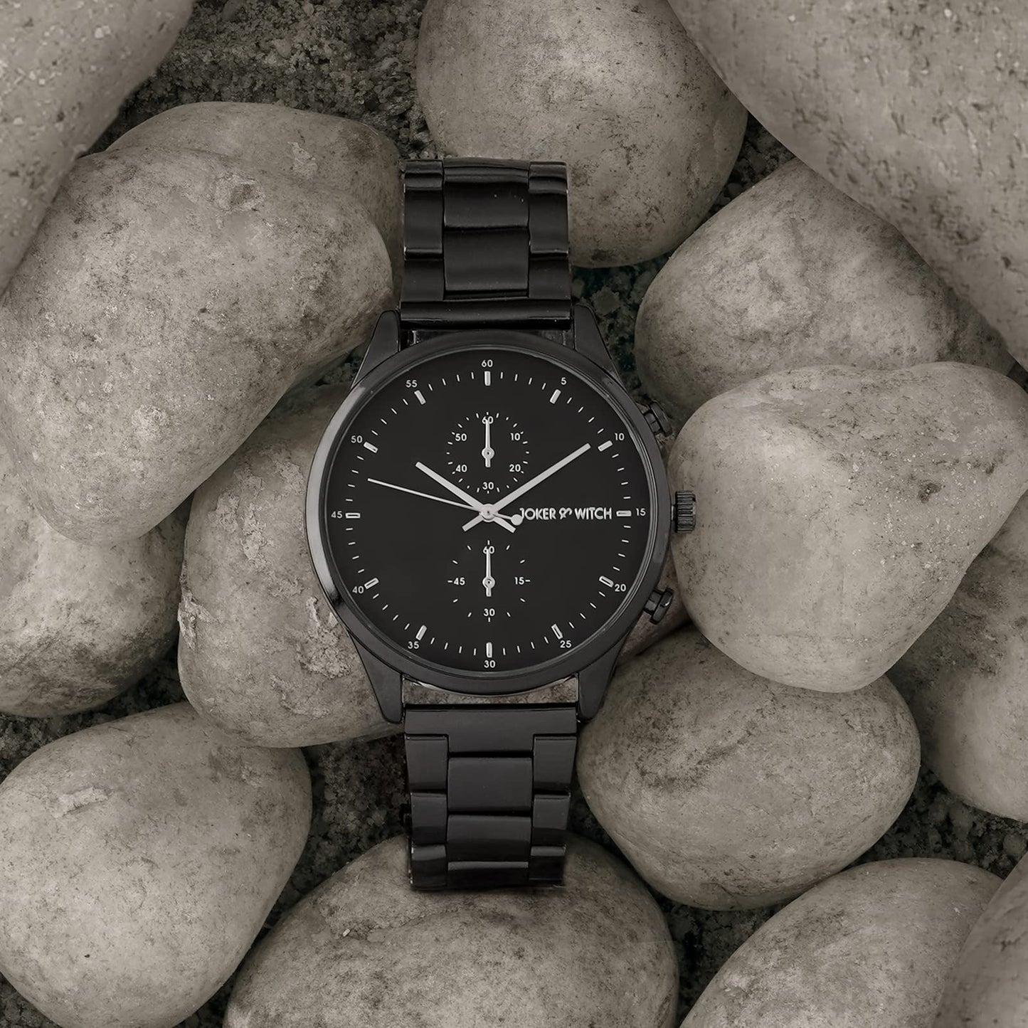Joker & Witch Men Beetle 42mm Black Dial 20mm Gunmetal Stainless Steel Watch