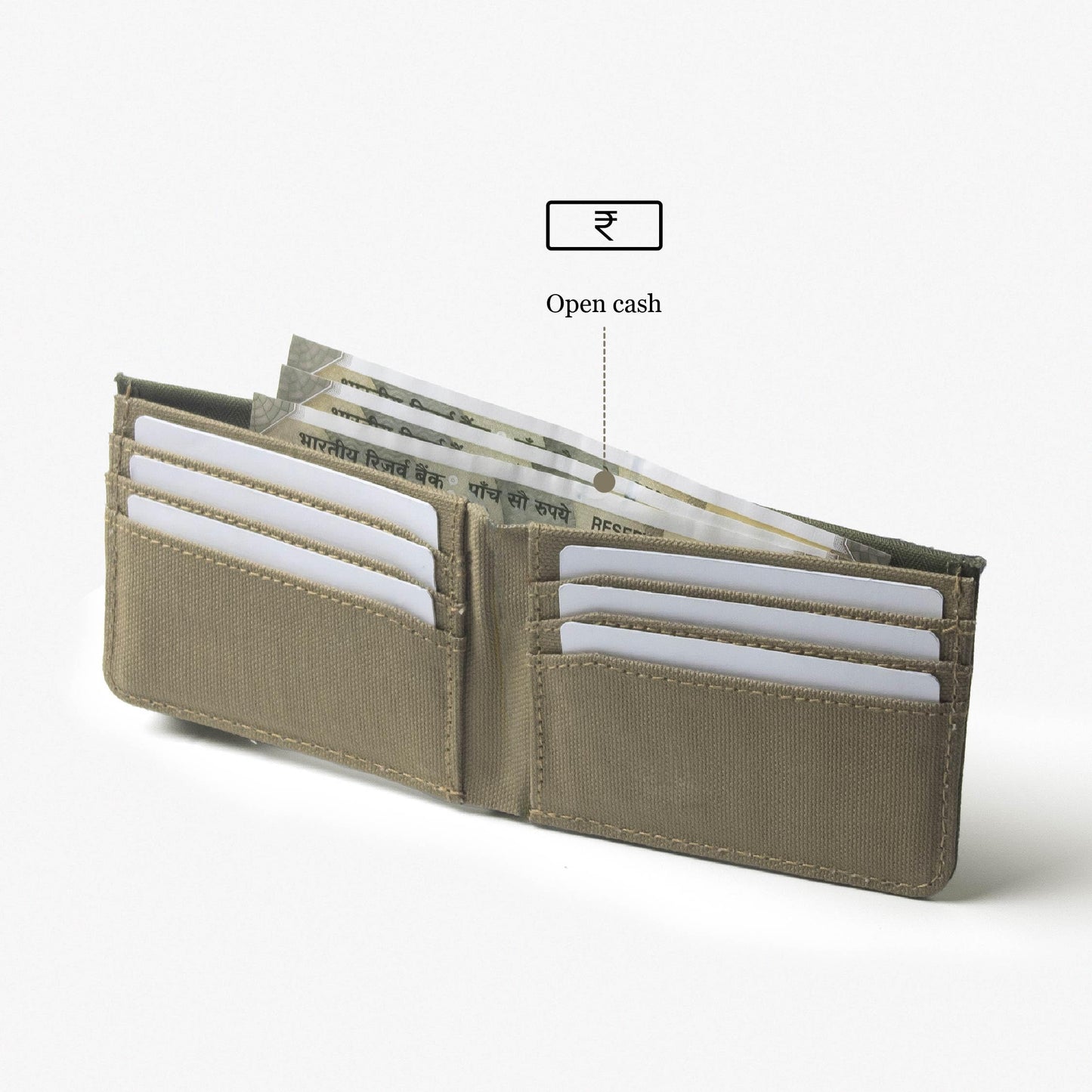 Bellblock Slim Sleeve Canvas Wallet for Men/Women | Minimal Handcrafted Wallet | with Sim, Mobile Pin & Hidden Extra Card Slots | Olive Green