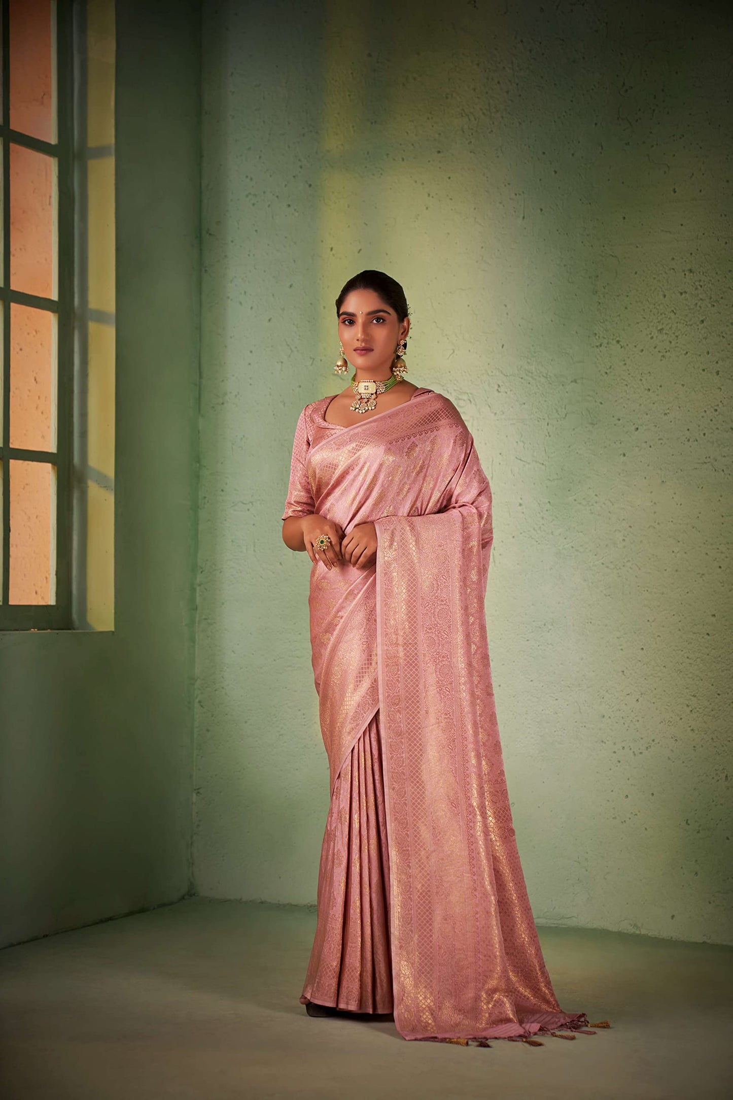 Vardha Women's Banarasi Art Silk Saree with Zari Weave and Unstitched Matching Blouse Piece | Sari for Women