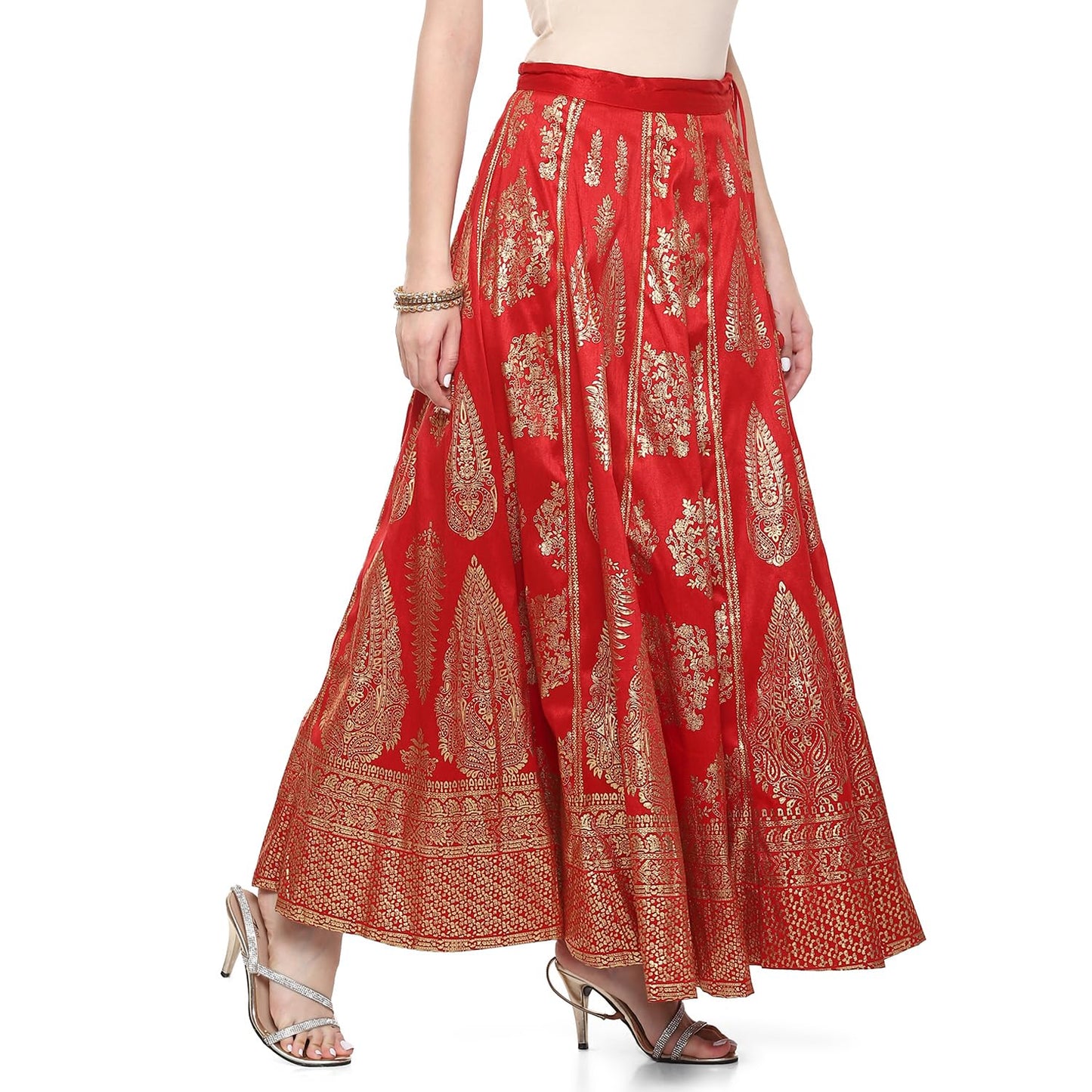 BIBA Women Printed Mix and Match(Skirt CO19862_RED_M)