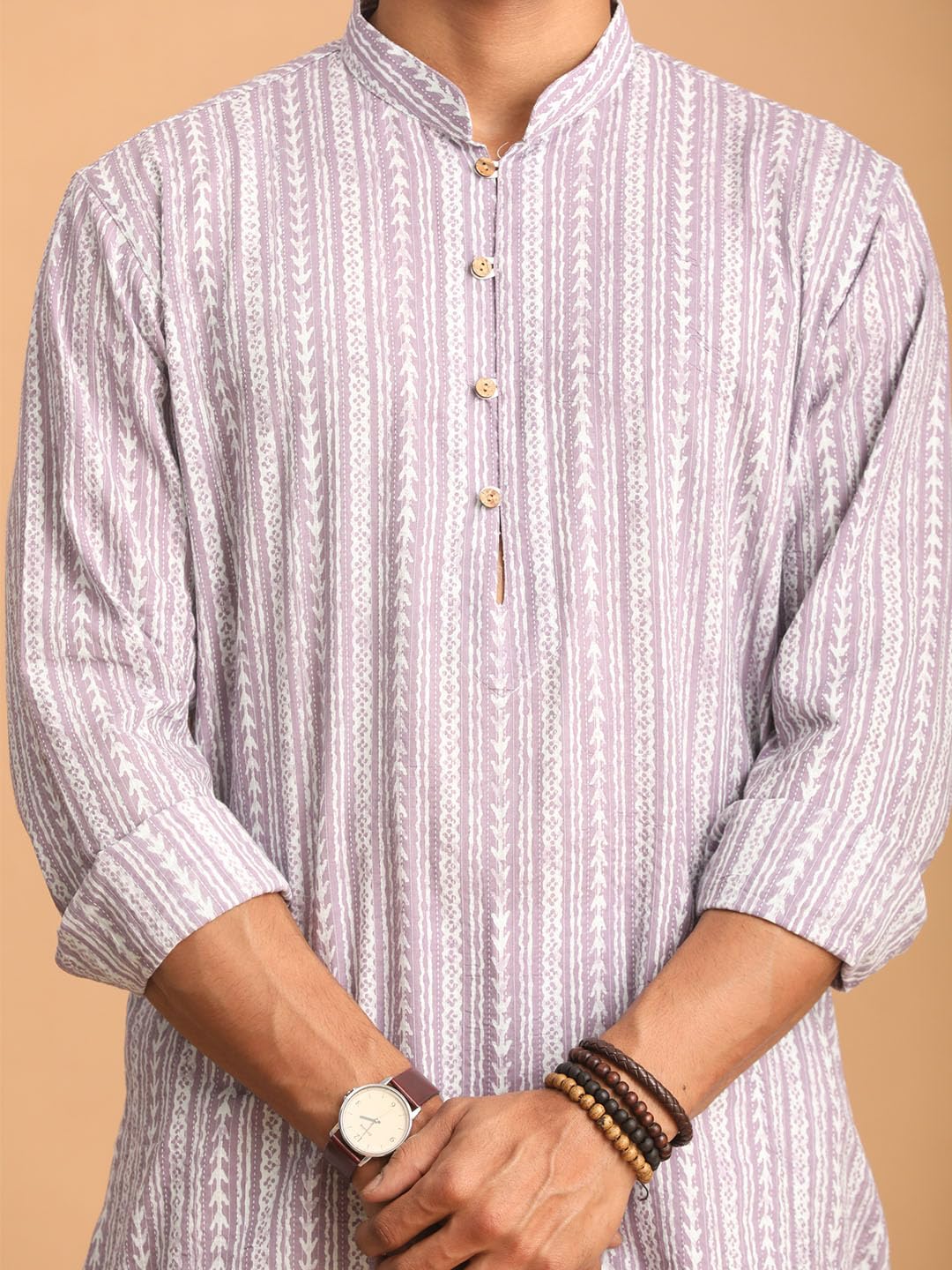 Vastramay Men's Purple Cotton Kurta_VSHVMK189PU_40