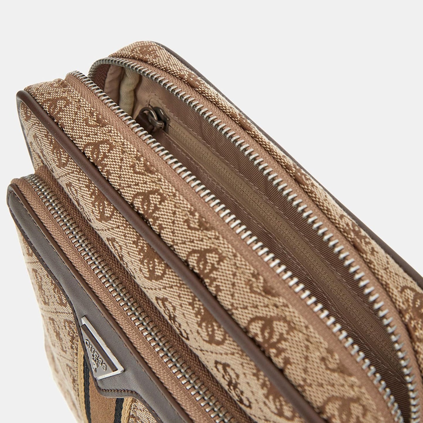 GUESS Milano Top Zip Beige Self Design Crossbody Bag