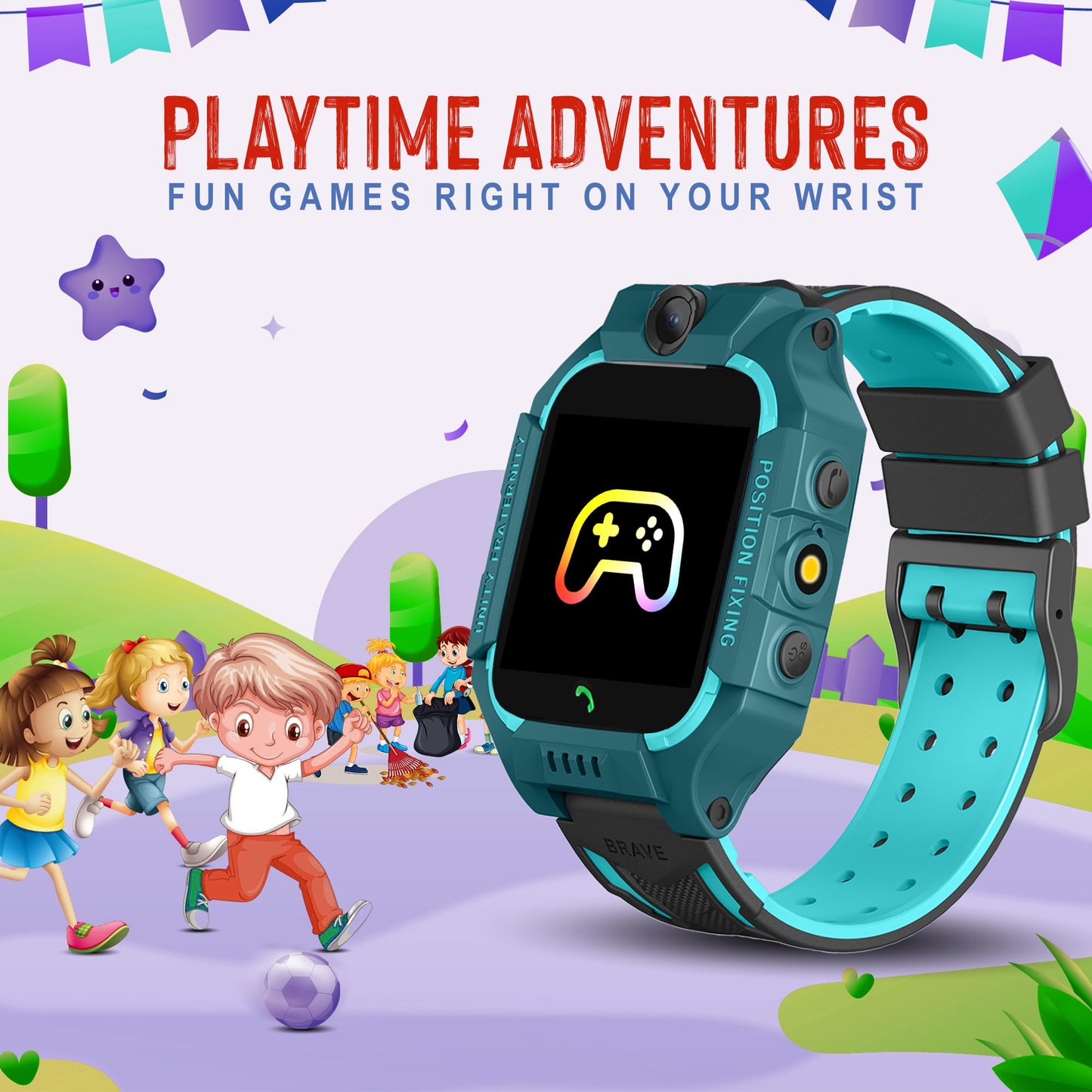 Punnk Funnk® Q18 Present Smart Kids LBS Location Tracking Watch with Voice Calling, SOS, Remote Monitoring, Camera, Geo-Fencing Function (Ocean Green)
