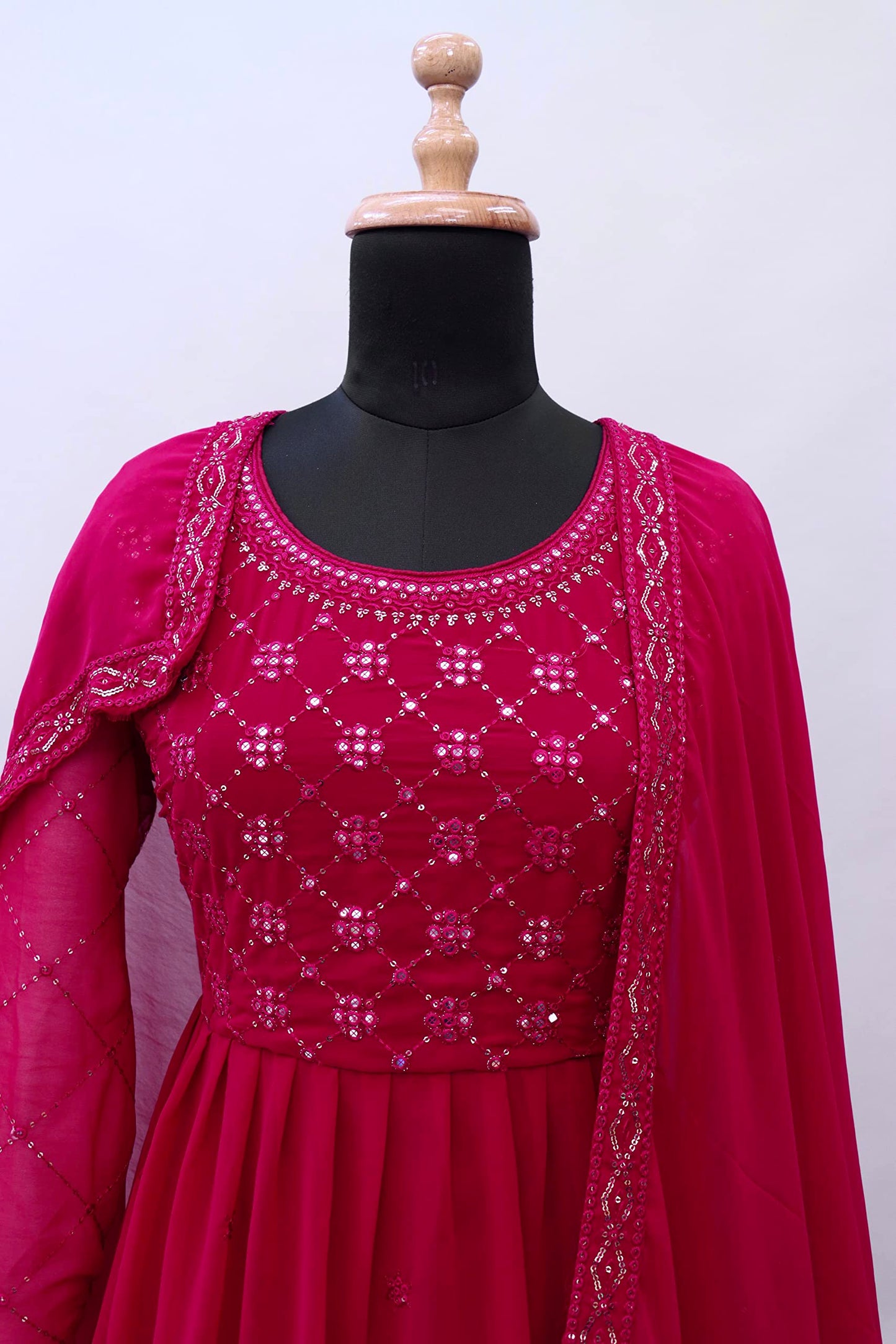 RUDRAPRAYAG Georgette Embroidered free Size Anarkali Gown For Women