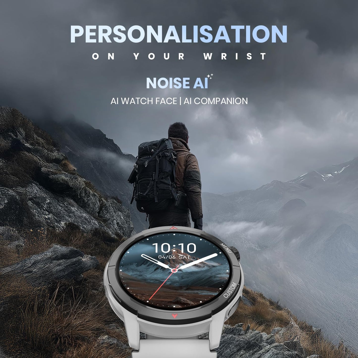 Noise Endeavour 2 Rugged Smart Watch – 1.46″ AMOLED Display, Built-in GPS, ABC Sensors, Up to 7-Day Battery, 5ATM Water Resistance, AI, Strava Integration, for iOS & Android (Silver Grey)