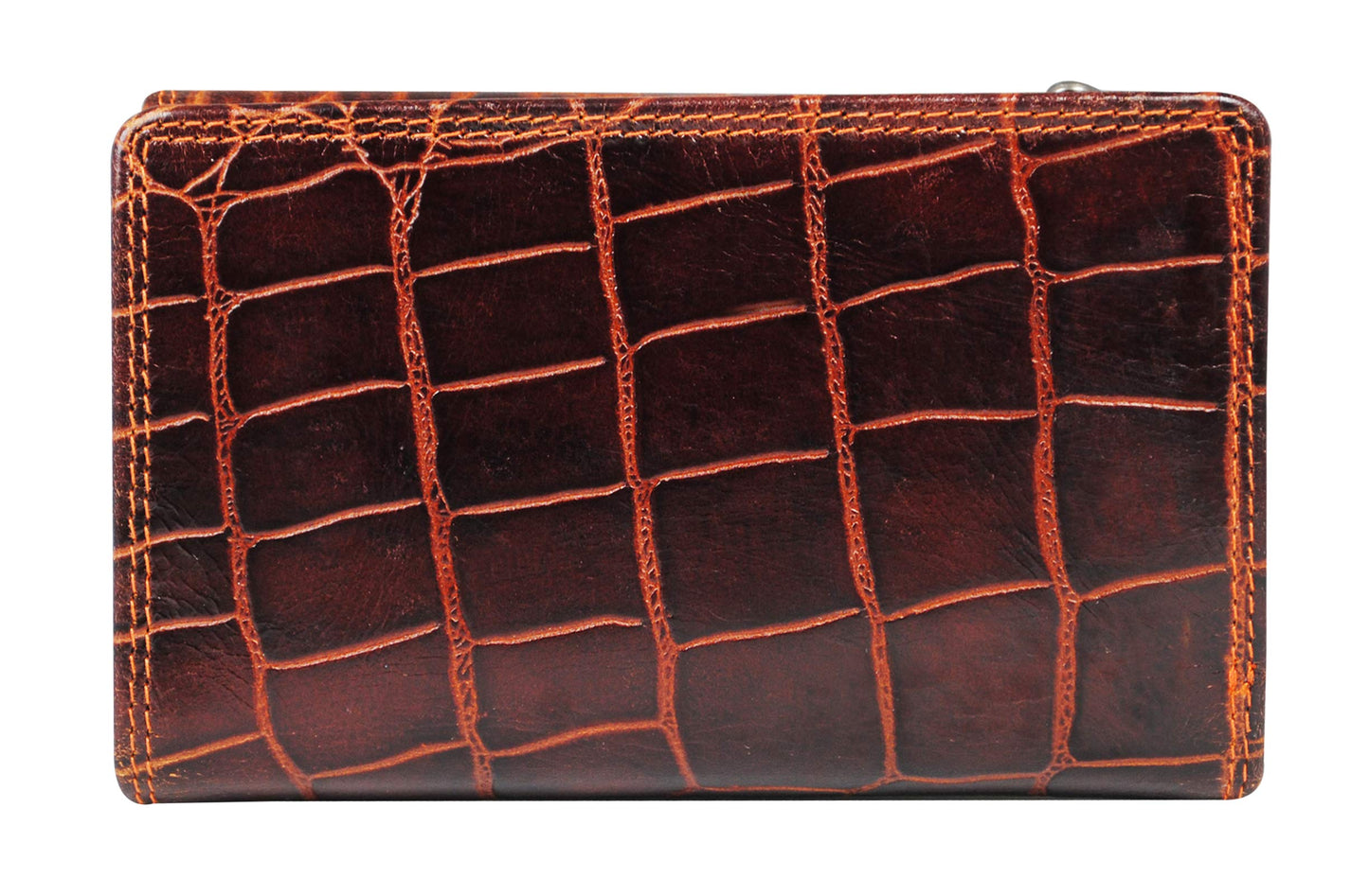 Women's Genuine Leather wallet-Long Purse Wallet with Multiple Card Slots, Zip Pocket and Note Compartment (Cognac)