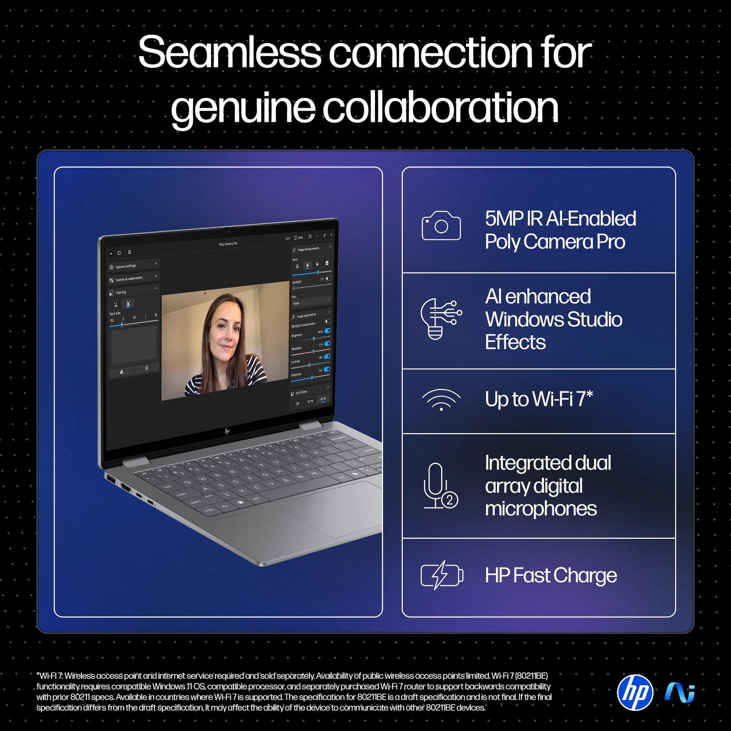 HP OmniBook X Flip (Previously Envy), Intel Core Ultra 5 226V, 40 Tops, (16GB LPDDR5X, 512GB SSD) 3K, OLED, 14''/35.6cm, Touch, Win11, Office24, Silver,1.38kg, fm0058TU, 5MP Camera, Next Gen AI Laptop