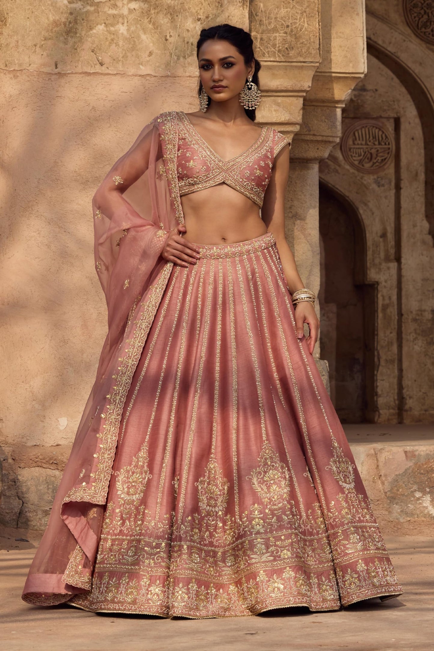 JIHU CULTURE Women’s Semi-Stitched Pink Fancy Silk Zari & Sequin Embroidered Lehenga Choli with Net Dupatta