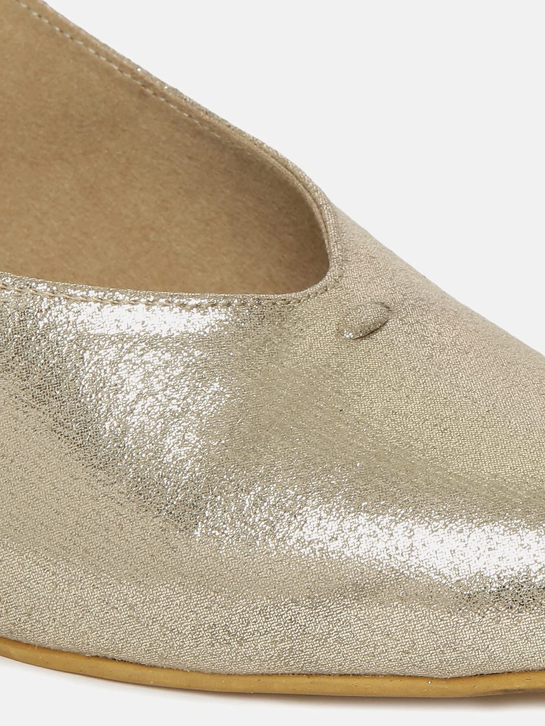 Marc Loire Women's Golden Shimmer Pointed Toe Block Heel Pumps Party, 5 Uk