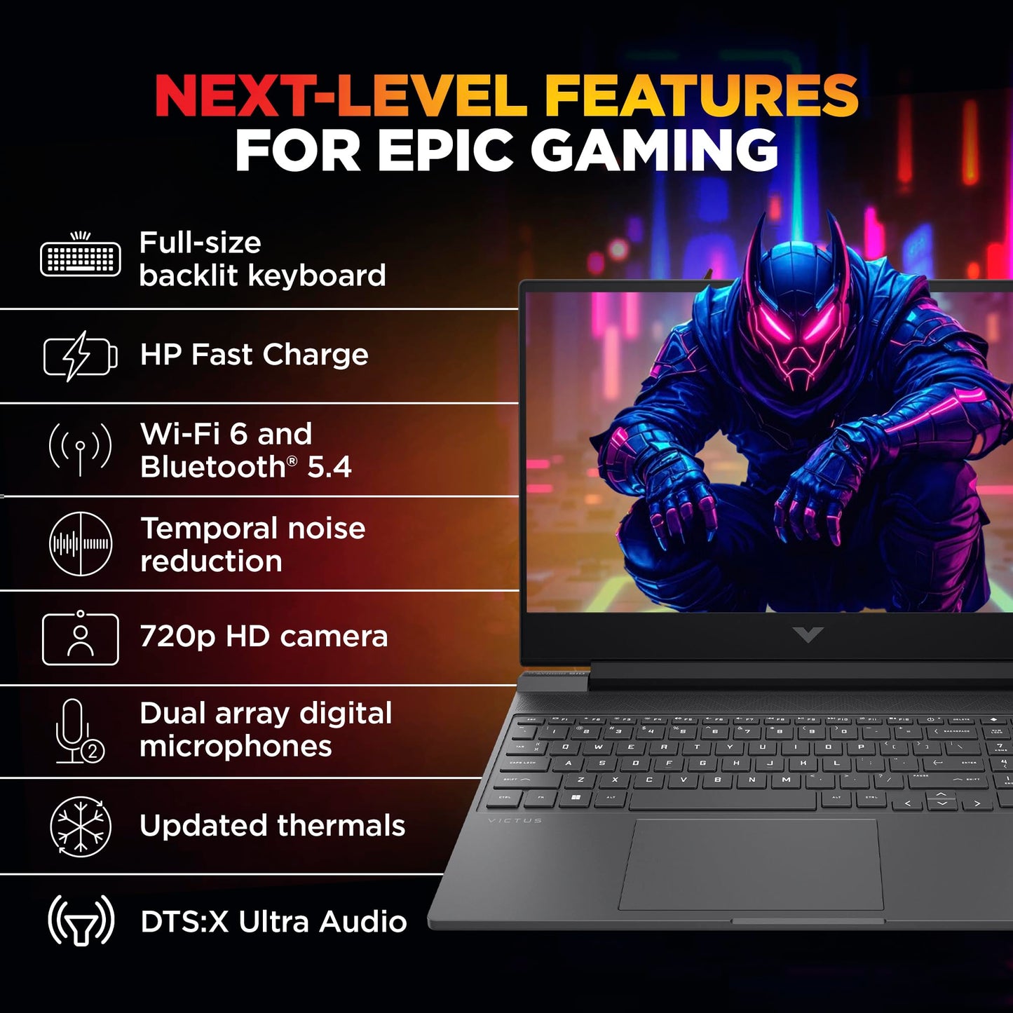 HP Victus, 13th Gen Intel Core i5-13420H, NVIDIA RTX 2050 Gaming Laptop(Upgradable 16GB DDR4, 512GB SSD),144Hz, IPS, 300 nits, 15.6''/39.6cm,Win11, M365*,Office24, Mica Silver, 2.3kg, fa2703tx