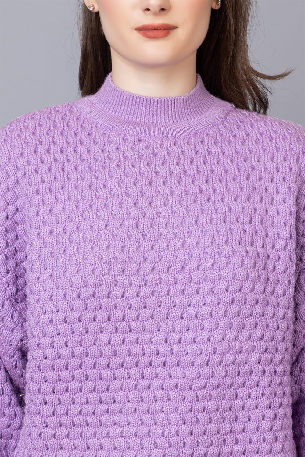 Wear lusso Women’s Pullover Sweater Relaxed Fit for Winter Wear | Full Sleeve | 100% Wool | Latest Stylish Sweater | Crafted with Comfort Fit for Winter Wear. (S, Lavender)