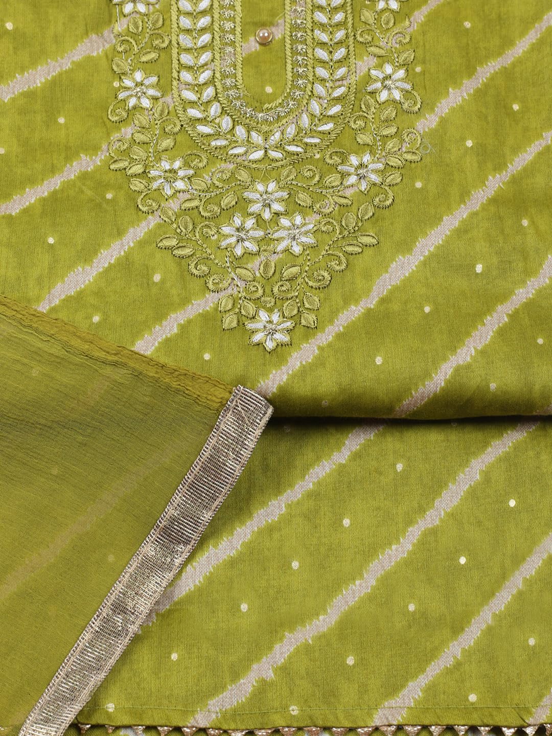 Meena Bazaar Printed Cotton Unstitched Kurta with Bottom & Dupatta