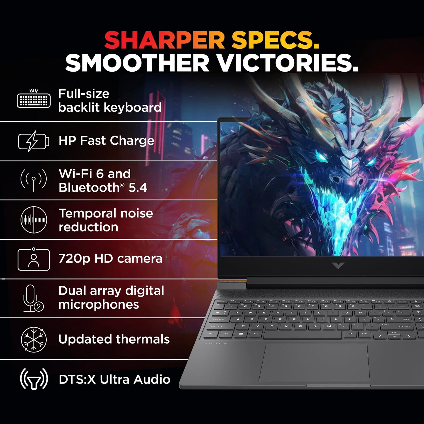 HP Smartchoice Victus, 13th Gen i7-13620H, 6GB RTX 4050, 16GB DDR4(Upgradeable) 512GB SSD, 144Hz, 300nits, FHD, 15.6''/39.6cm, Win11, M365* Office24, Mica Silver, 2.3kg, fa2100TX/2103tx, Gaming Laptop