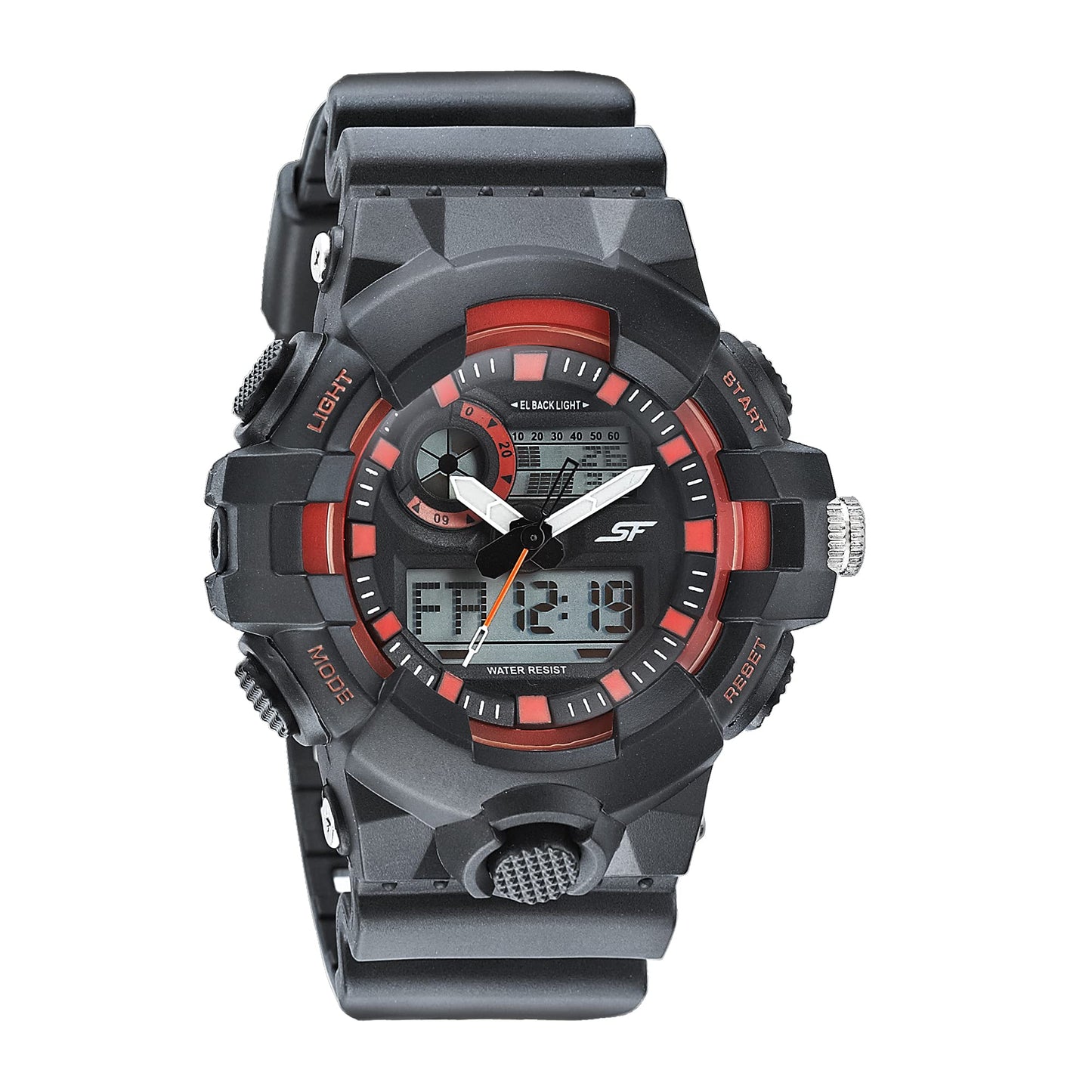 SF Polyurethane Hustler Analog-Digital Grey Round Dial Men's Sport Watch-77117Pp02W