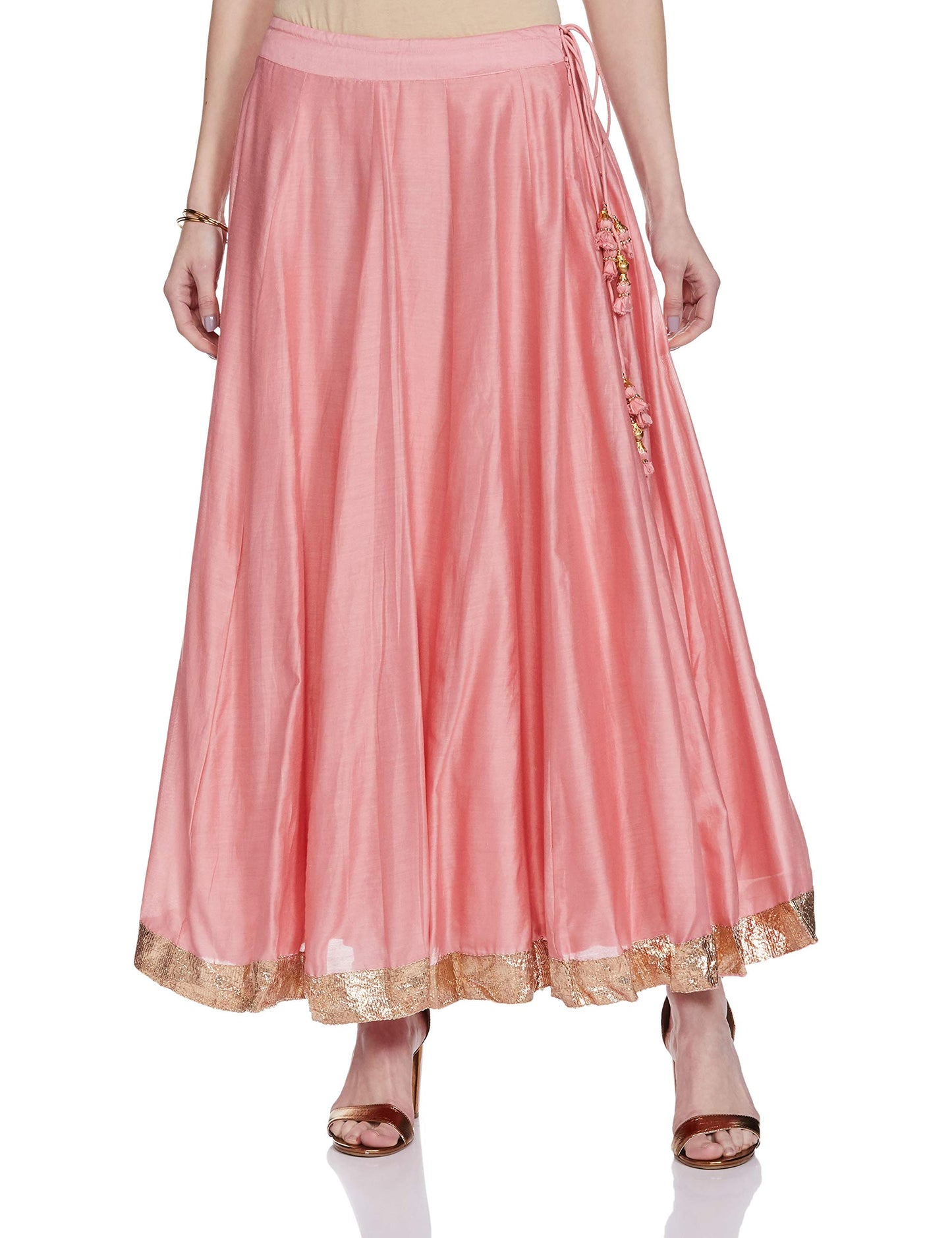 BIBA Women's Synthetic Salwar Suit Set (SKD646336_Dusky Pink_L)