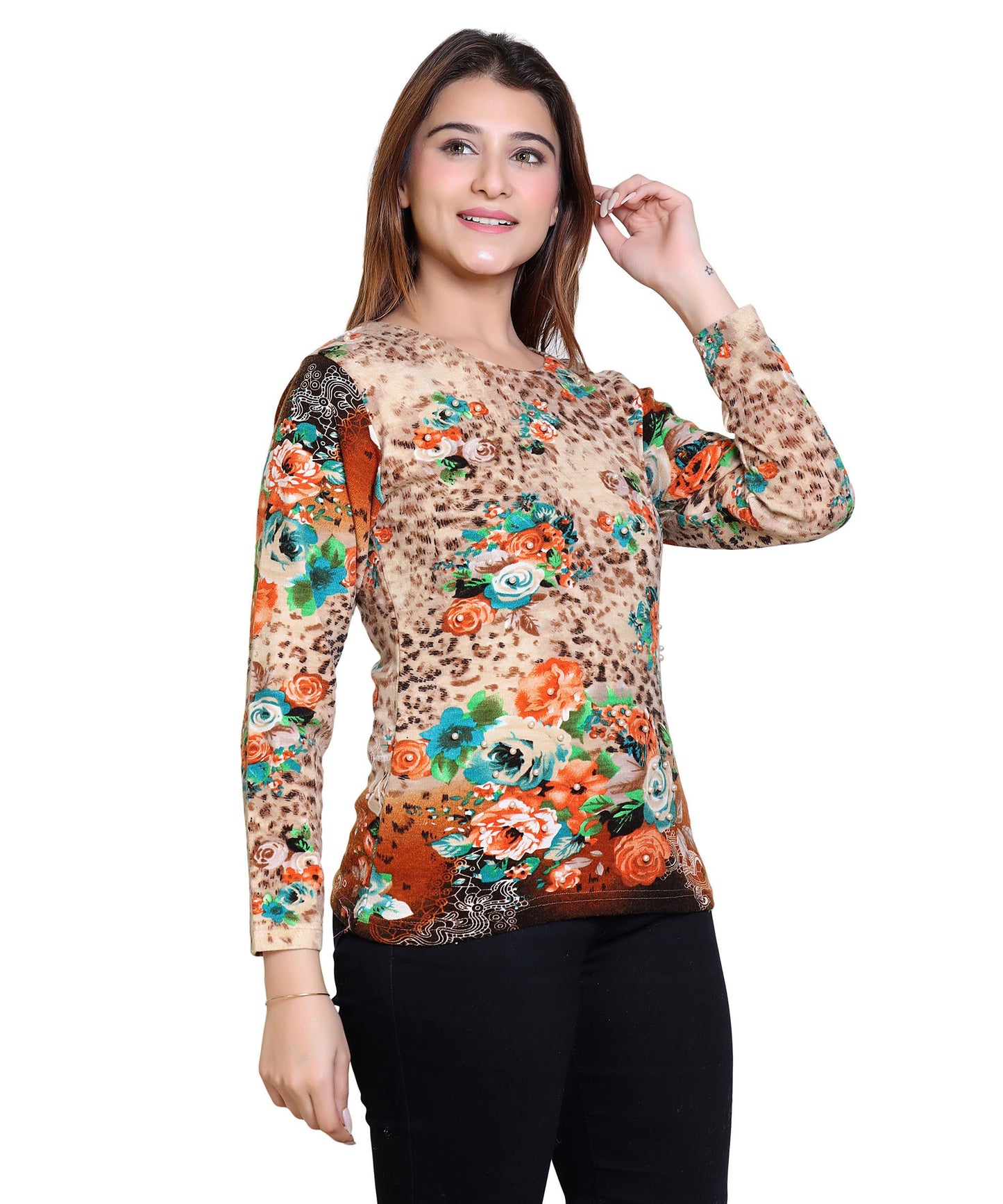 Grand Line Women's Woolen Winter Wear Warm Pull on Full Sleeve Round Neck Top for Women | Size: Suitable for L and XL |Brown | GL0039Brown_1